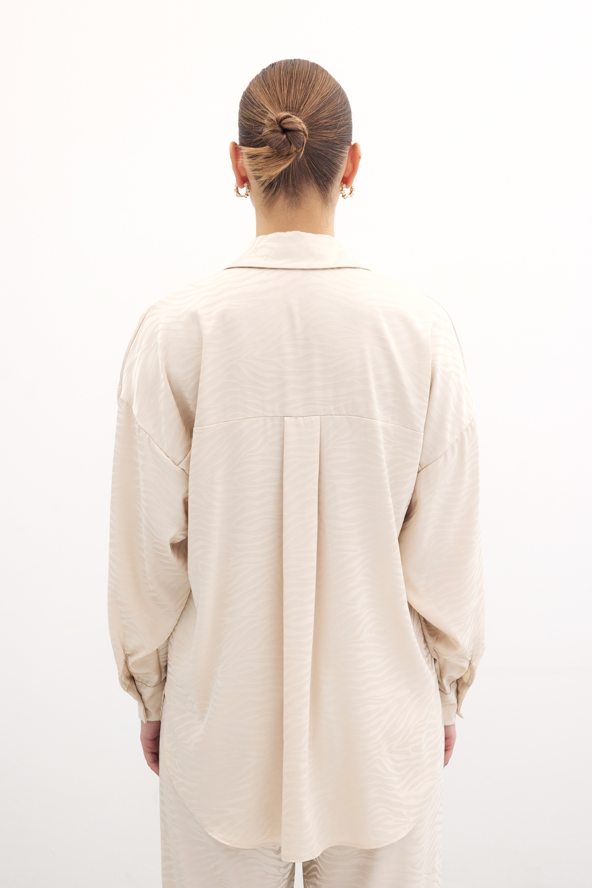 Zebra Desenli Salaş Gömlek - Taş