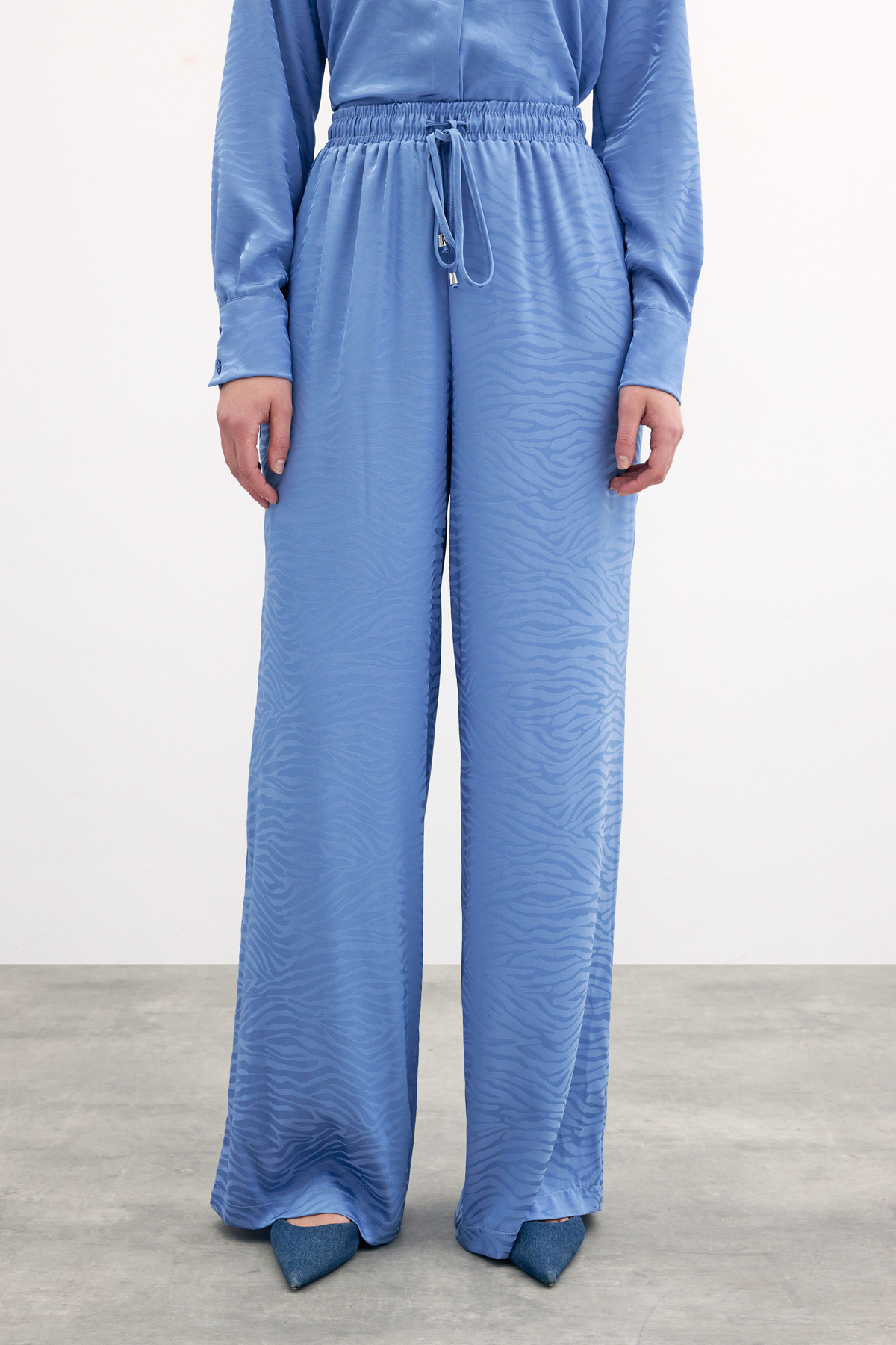 Zebra Desenli Salaş Pantolon - İndigo