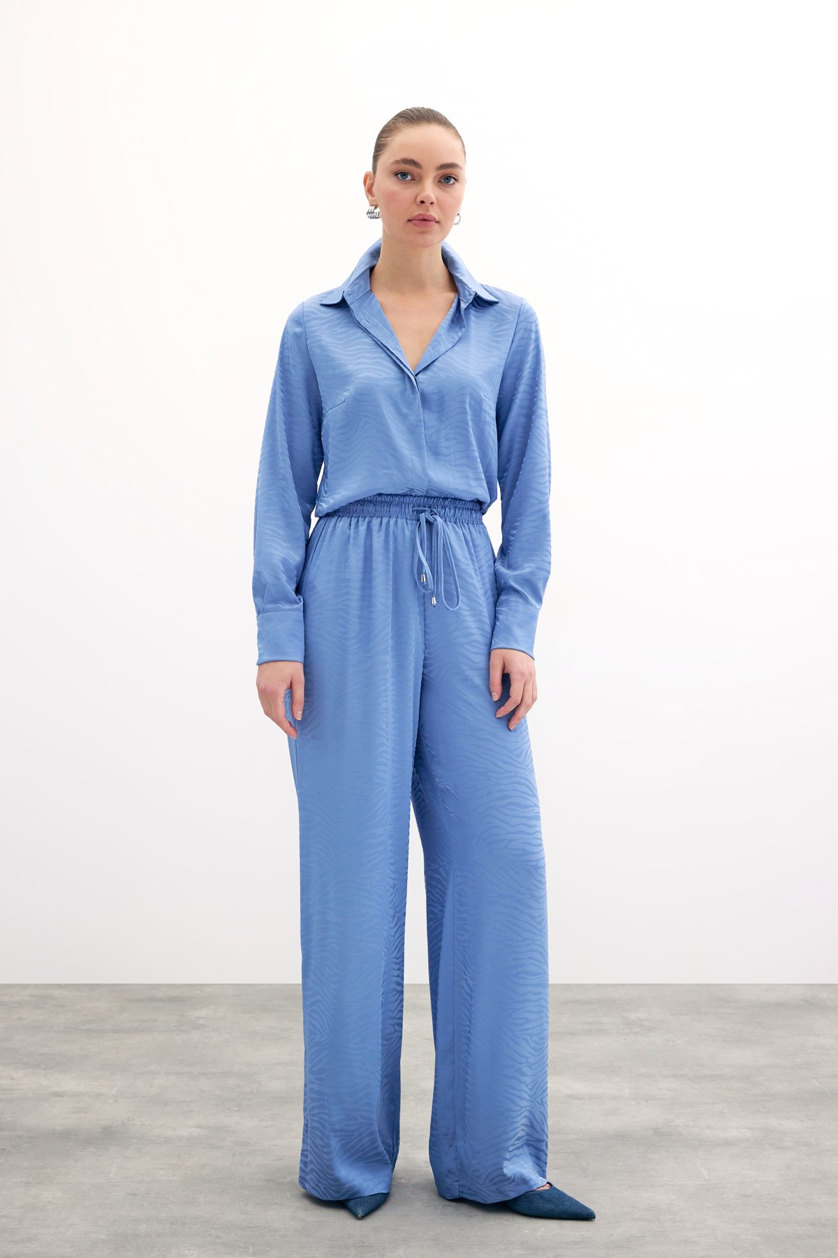 Zebra Desenli Salaş Pantolon - İndigo