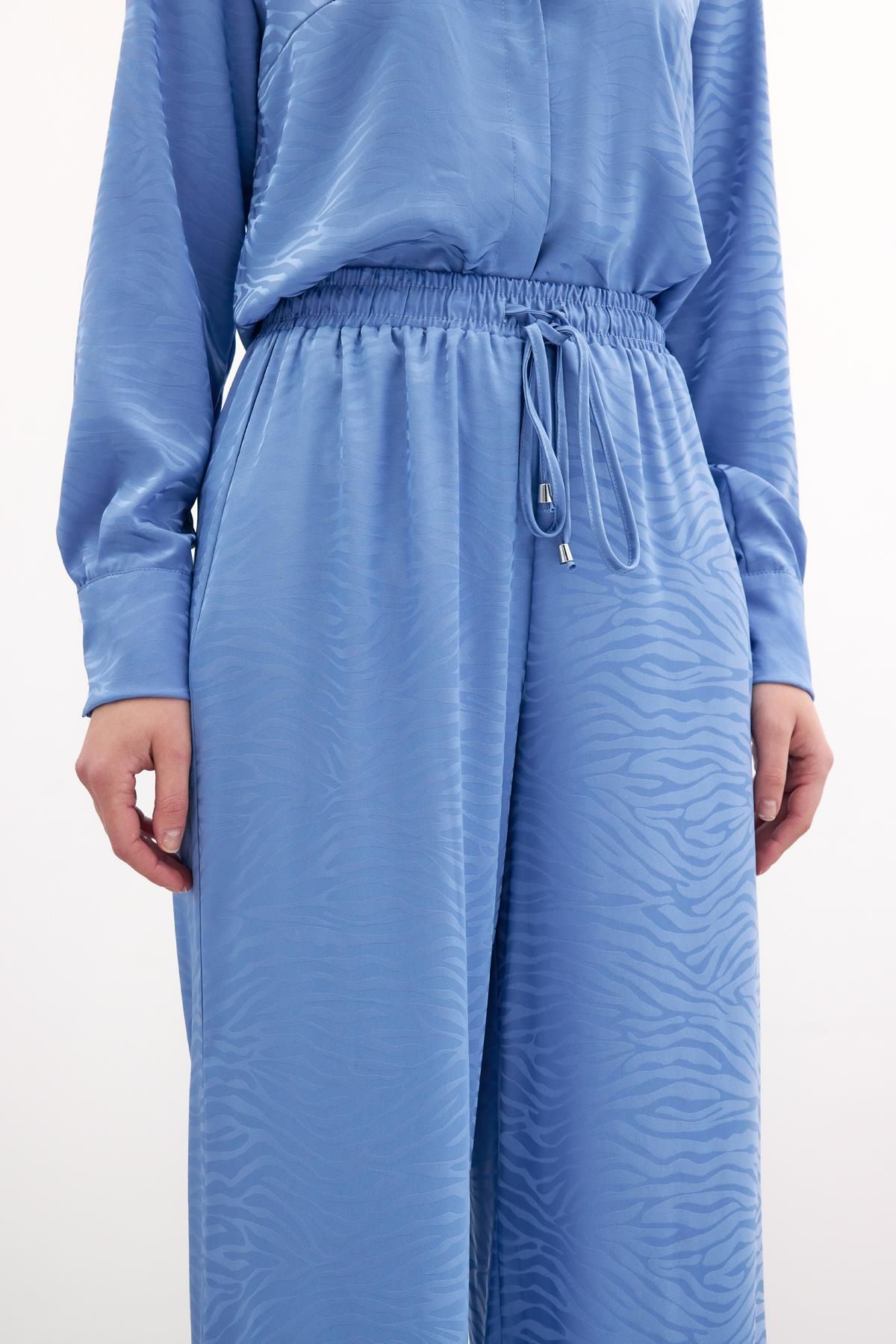 Zebra Desenli Salaş Pantolon - İndigo