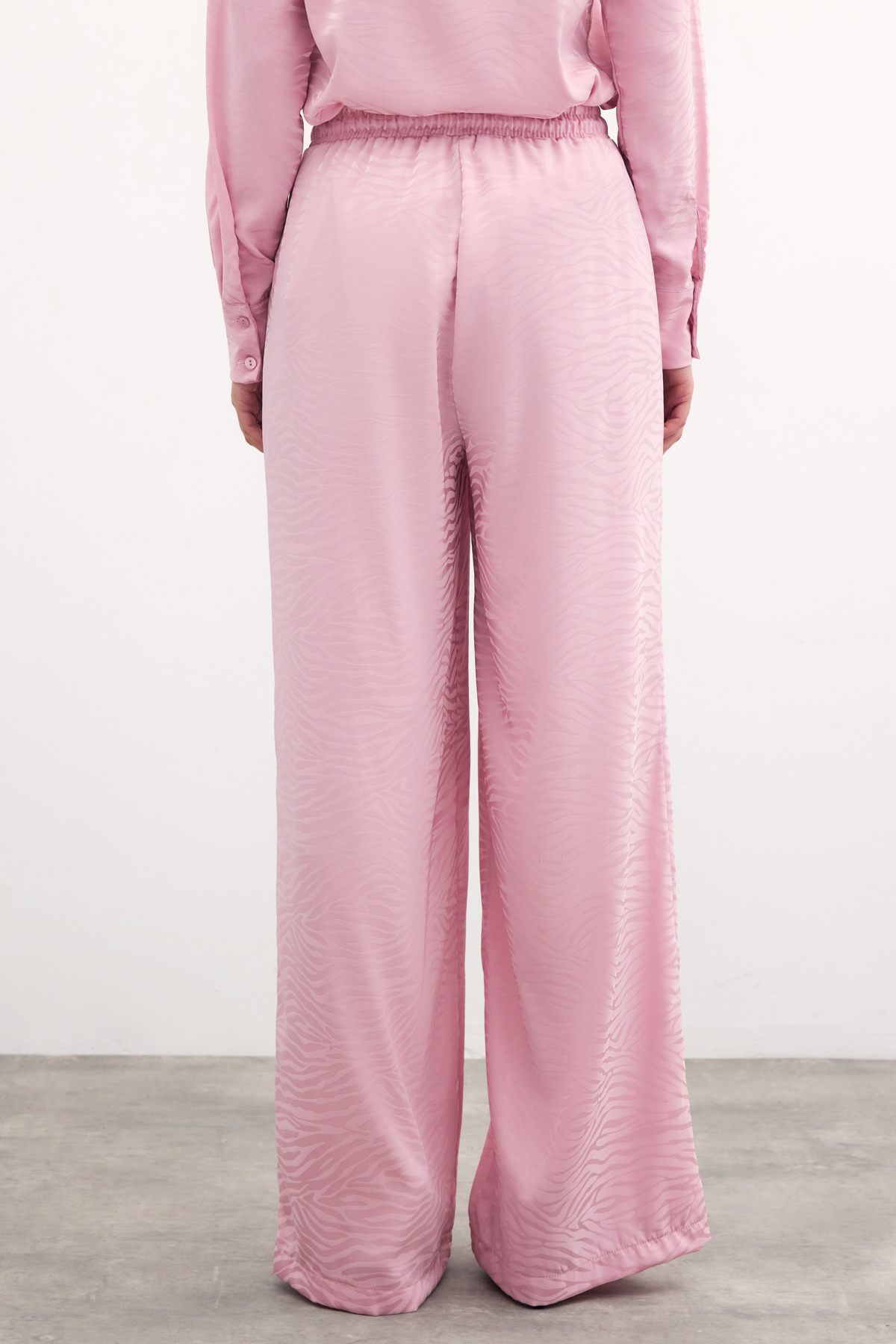 Zebra Desenli Salaş Pantolon - Pudra