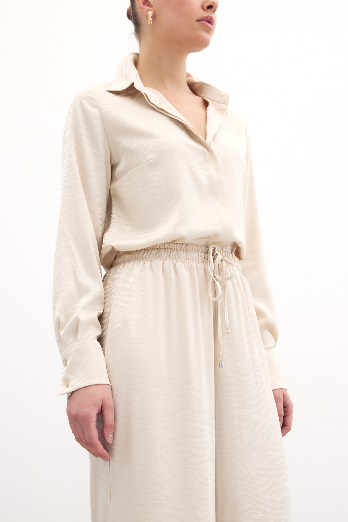 Zebra Desenli Salaş Pantolon - Taş