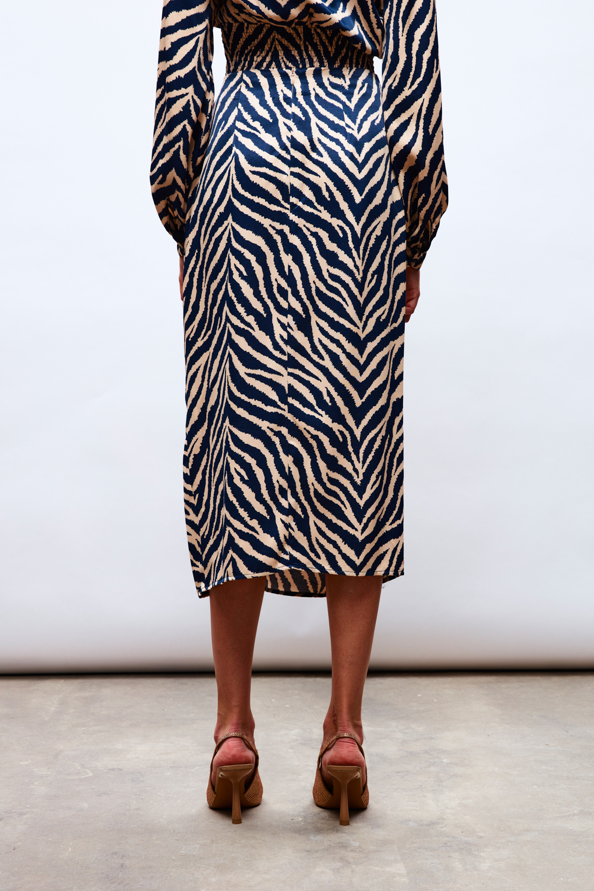 Zebra Desenli Saten Etek - LACİVERT