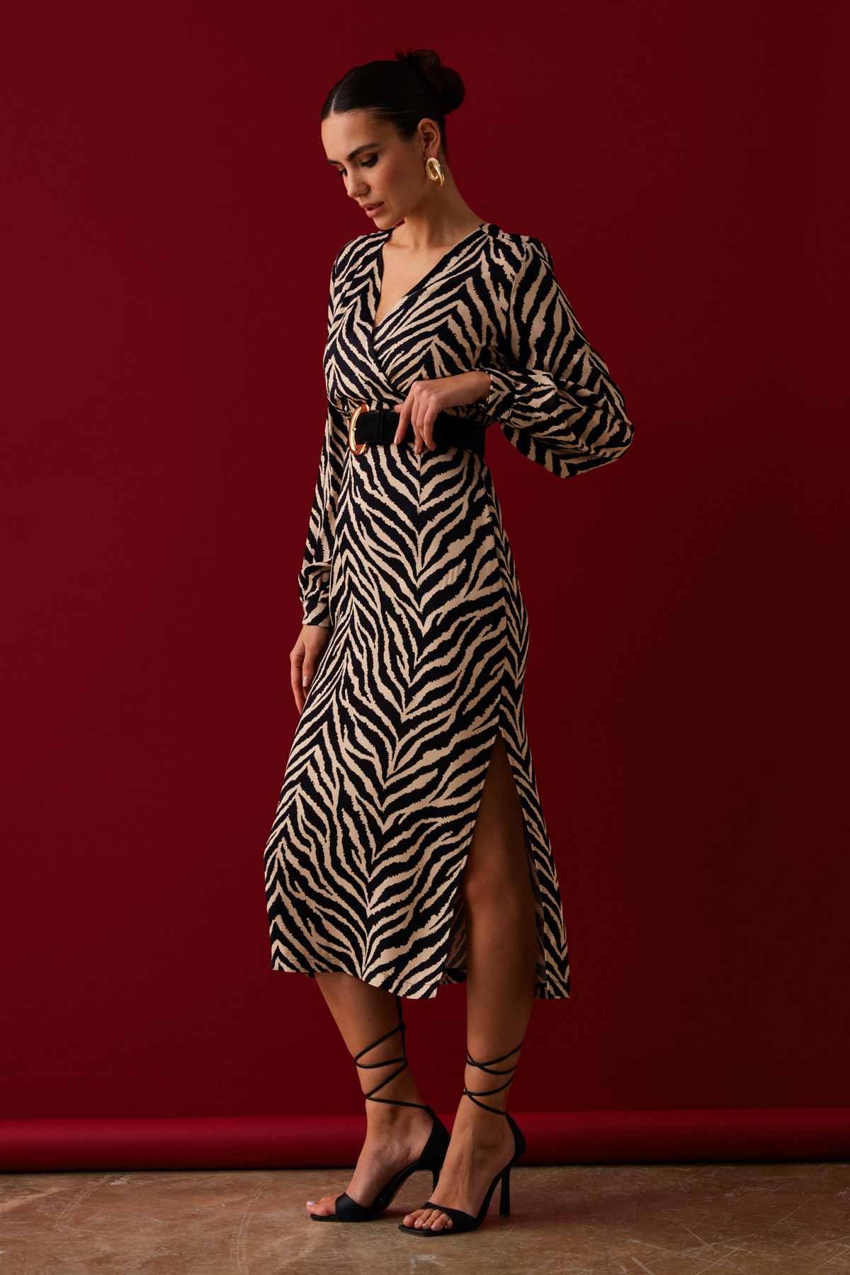 Zebra desenli saten etek - ZEBRA