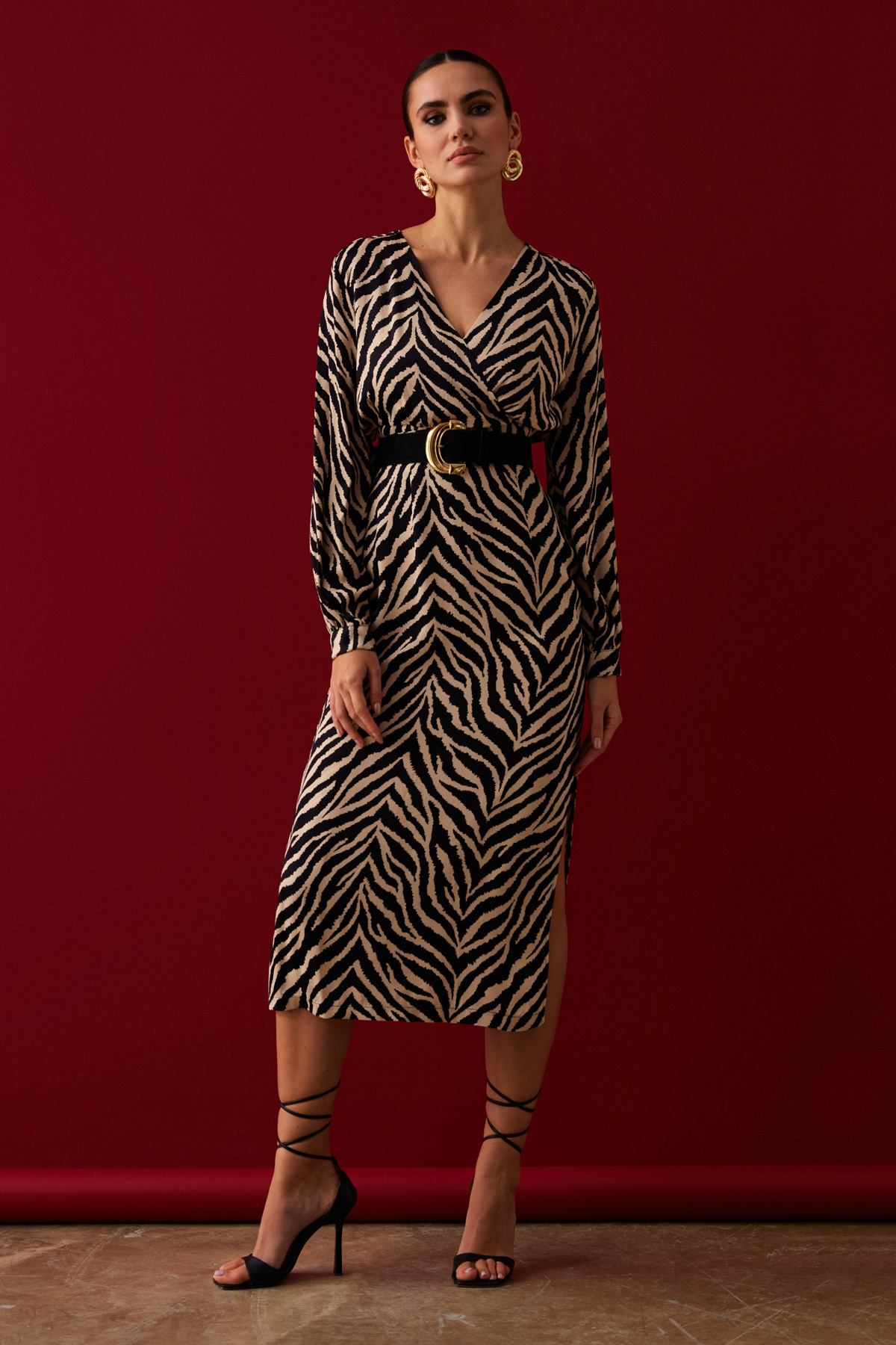 Zebra desenli saten etek - ZEBRA