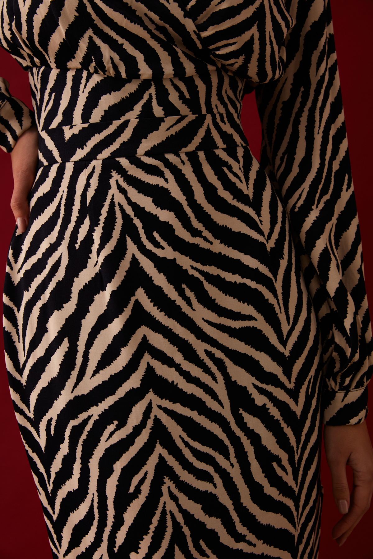 Zebra desenli saten etek - ZEBRA