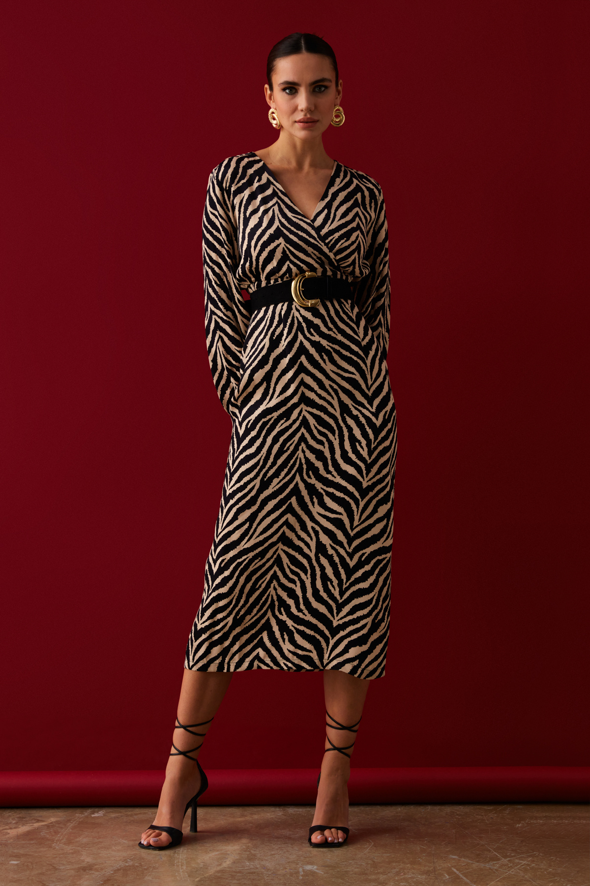 Zebra desenli saten etek - ZEBRA