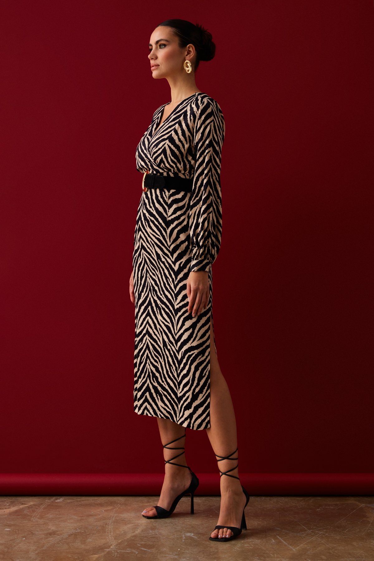 Zebra desenli saten etek - ZEBRA