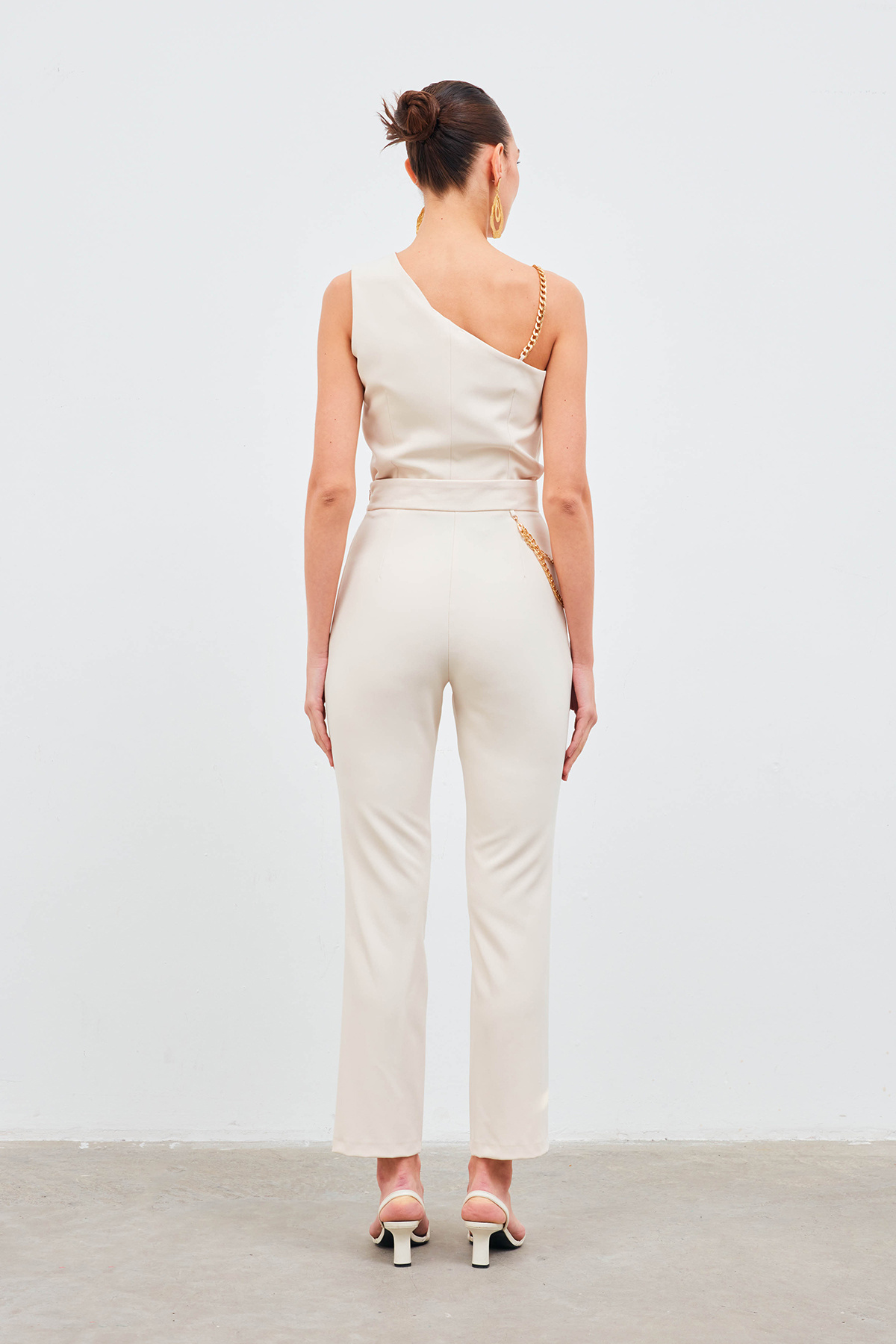 Zincir Aksesuarlı Pantolon - BEJ