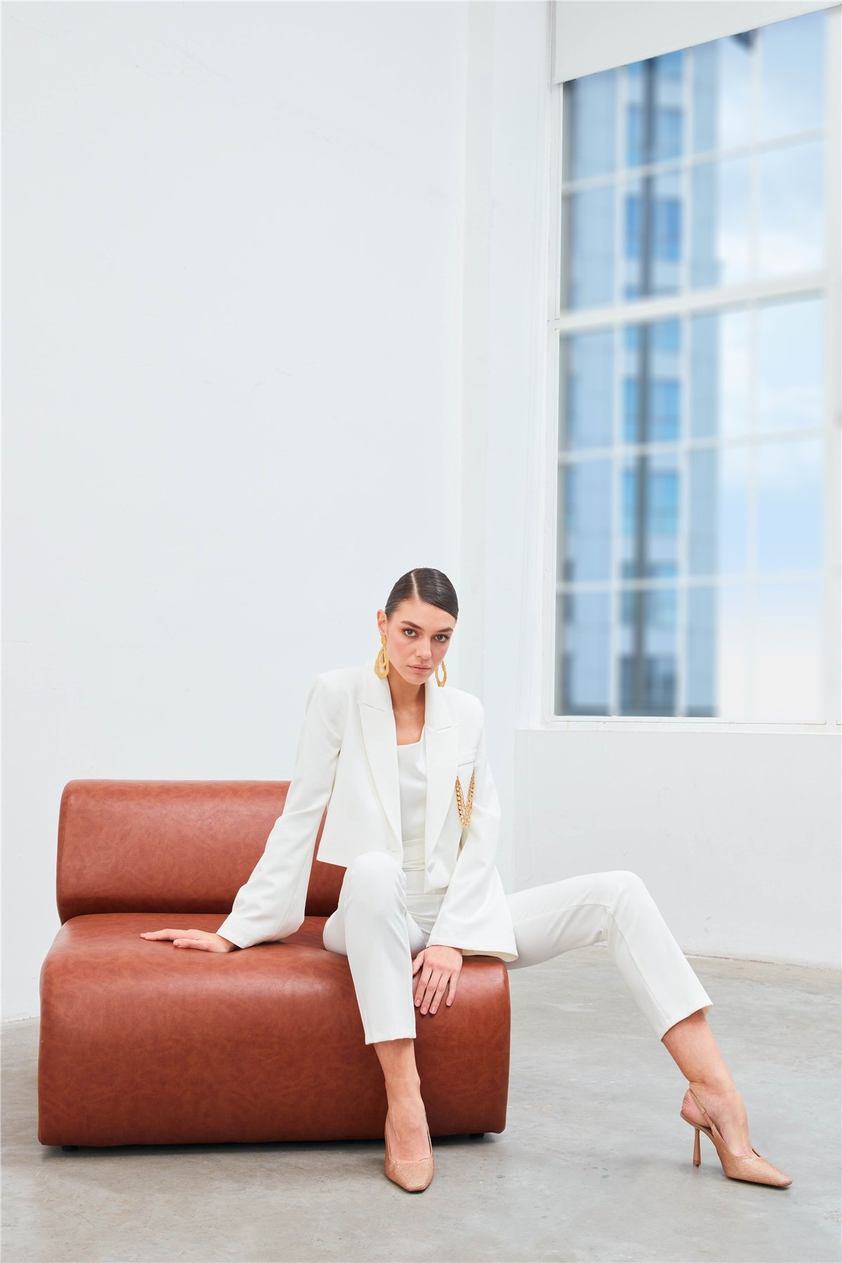 Zincir Aksesuarlı Pantolon - EKRU