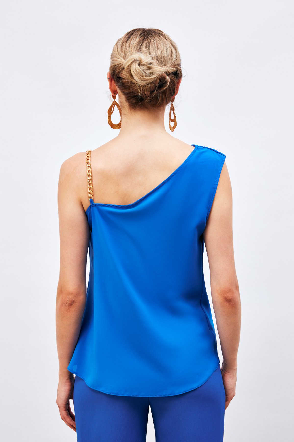 Zincir Askı Detaylı Bluz - SAX MAVİ