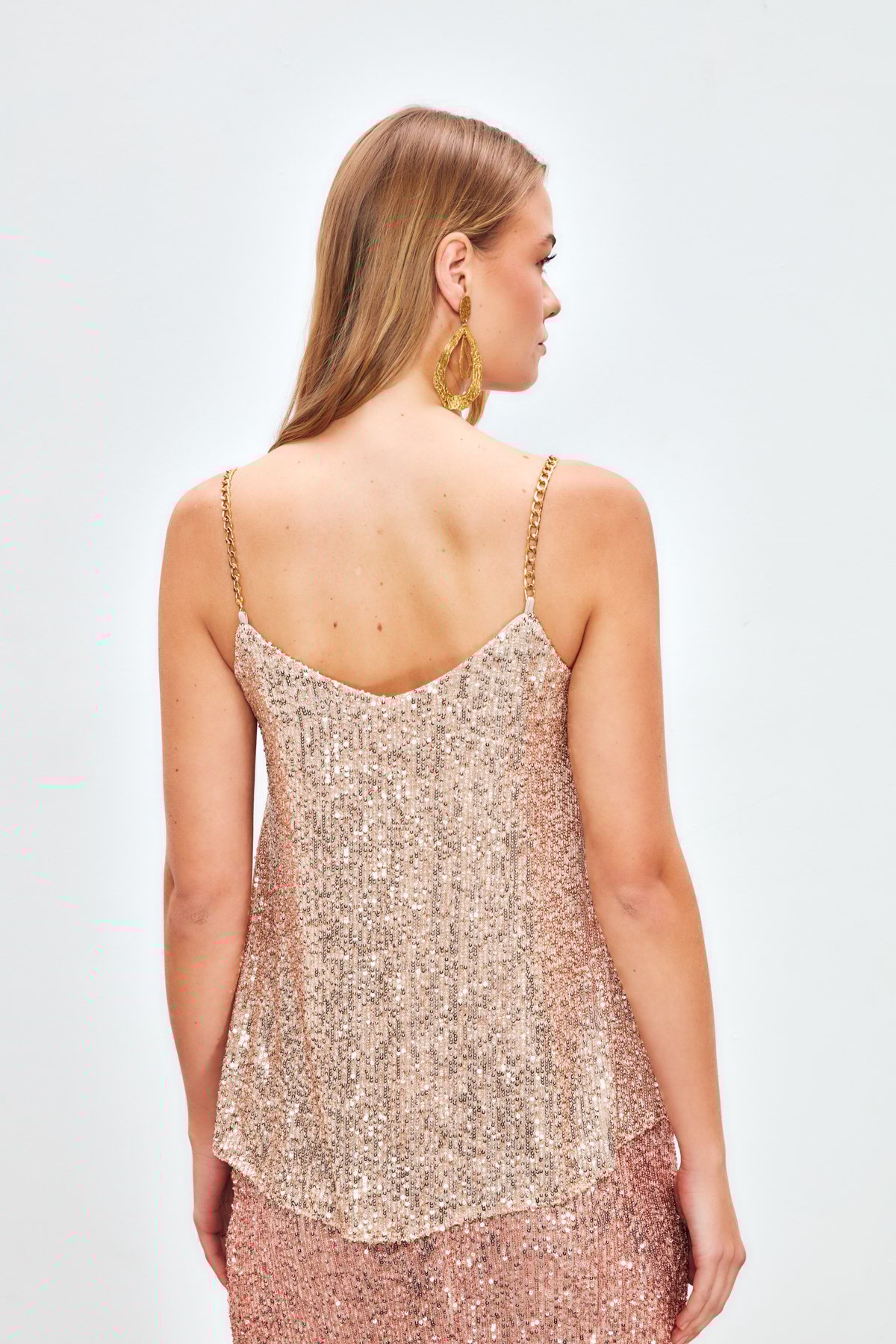 Zincir Askılı Payet Bluz - PUDRA