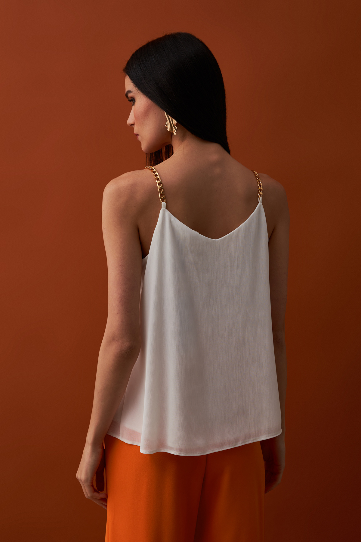 Zincir Askılı Salaş Bluz - EKRU