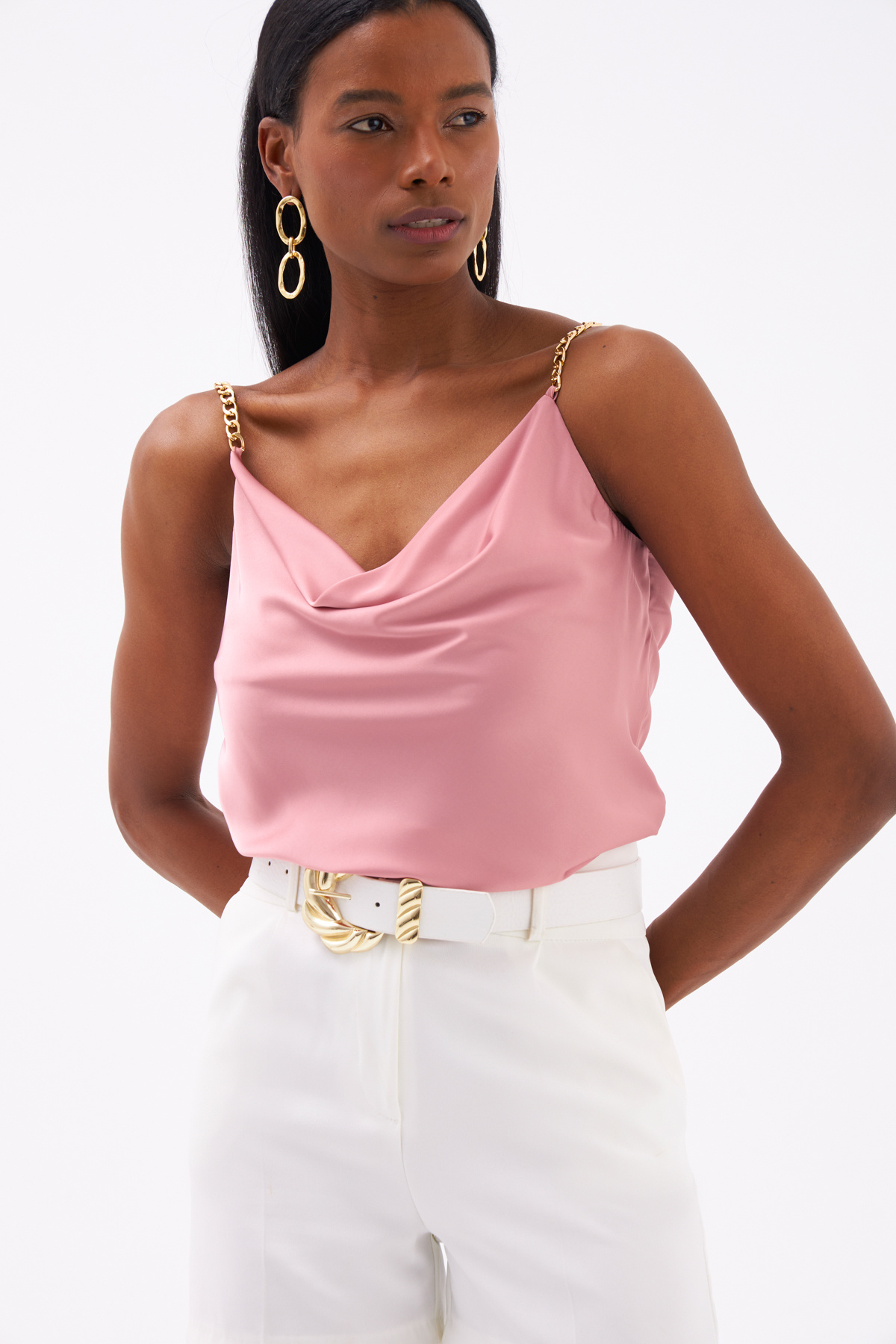 Chain Strap Satin Blouse - GUL KURUSU