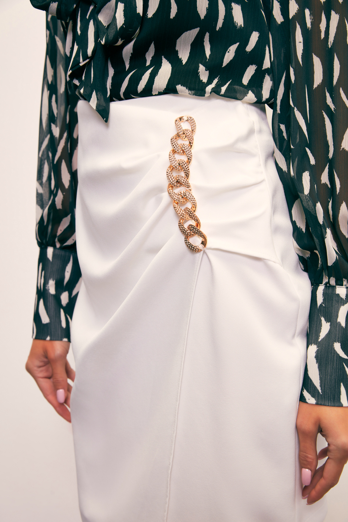 Zincir Detaylı Etek - EKRU