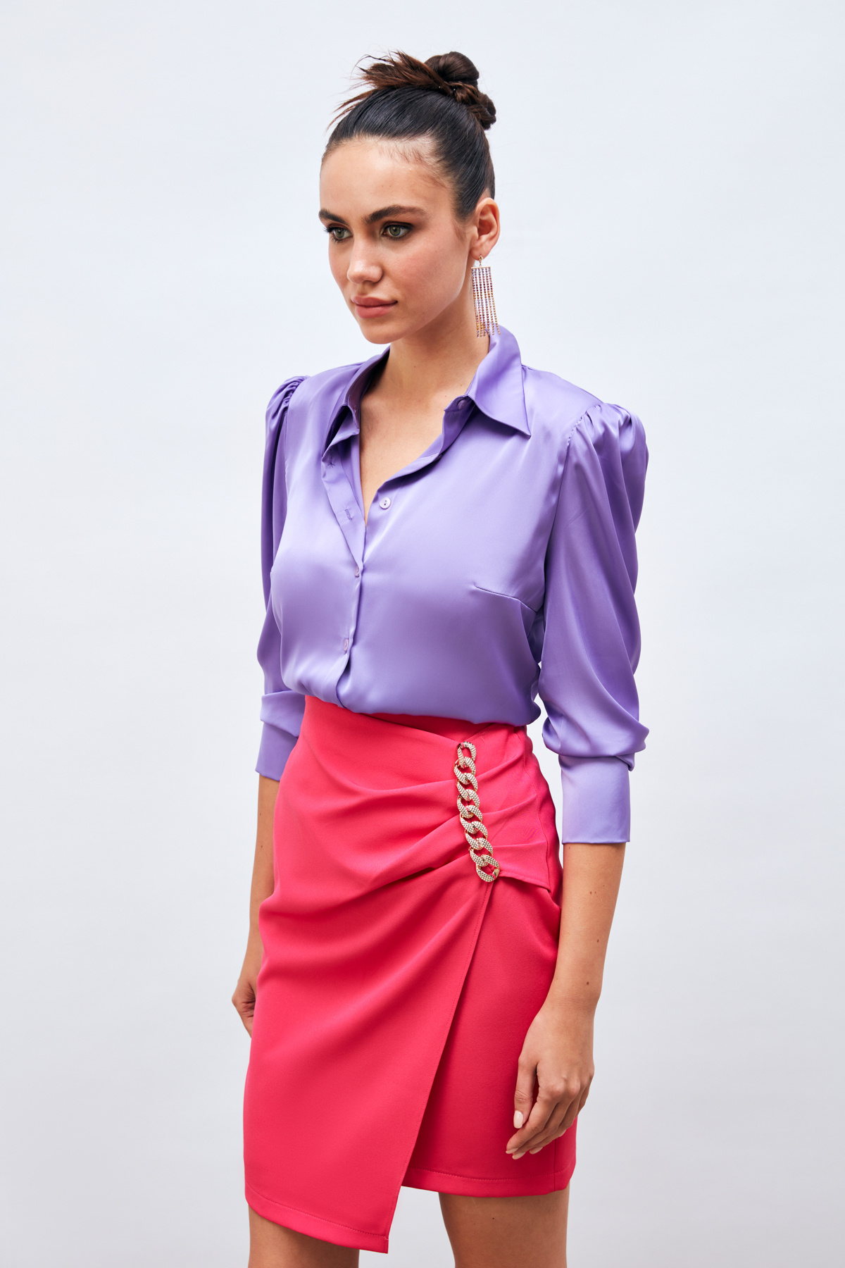 Zincir Detaylı Etek - FUŞYA