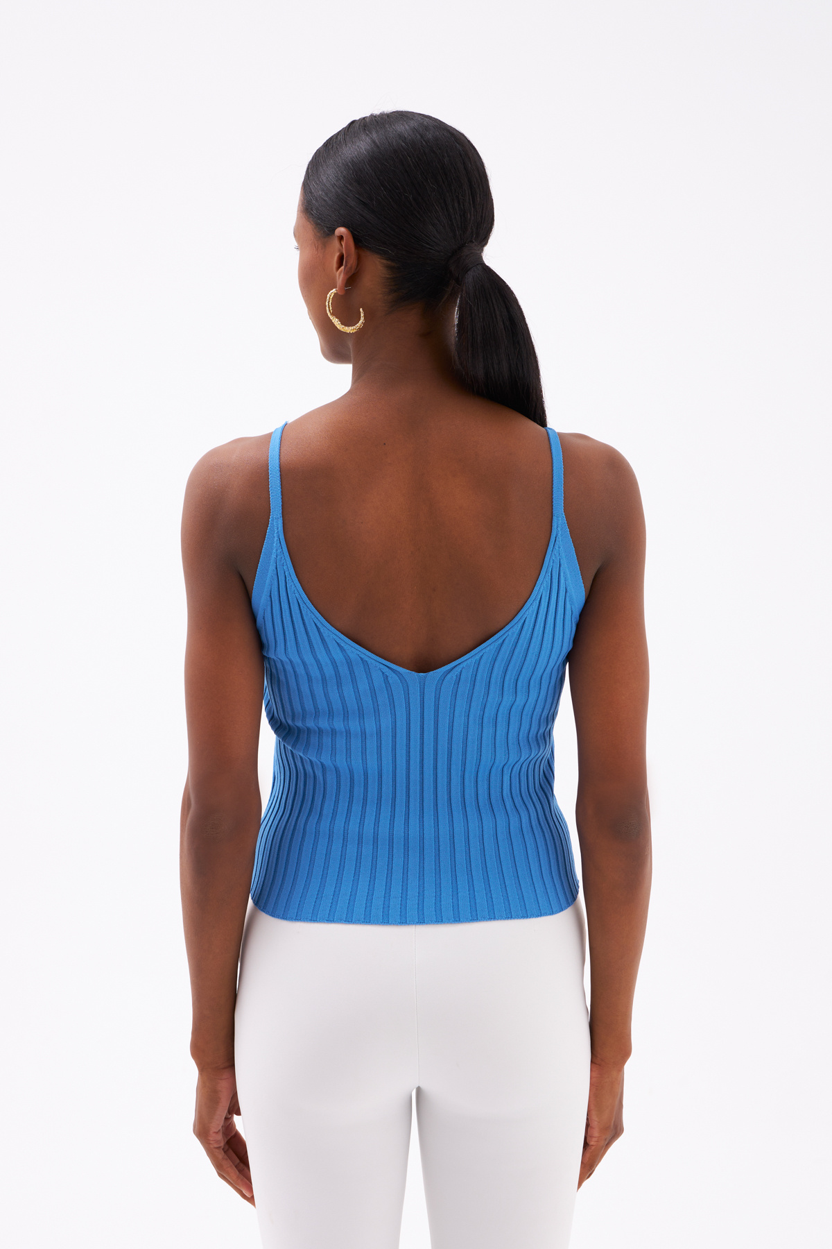 Chain Detailed Corduroy Knitwear Blouse - BLUES