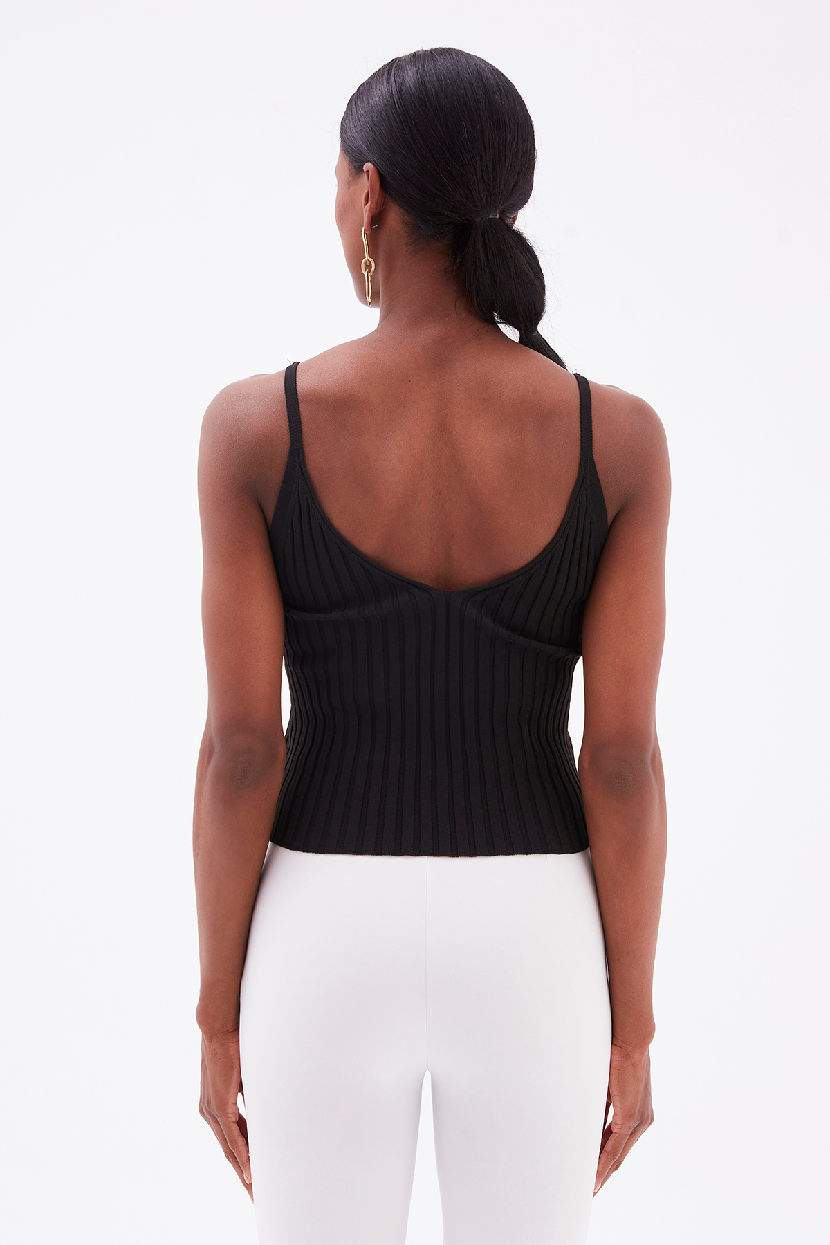 Chain Detailed Corduroy Knitwear Blouse - BLACK