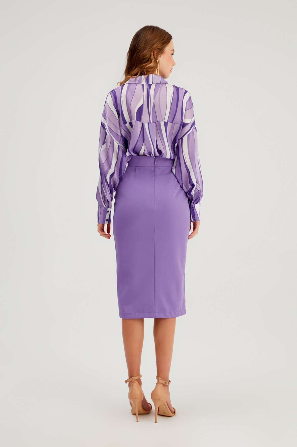 Zincir Detaylı Kalem Etek - MOR