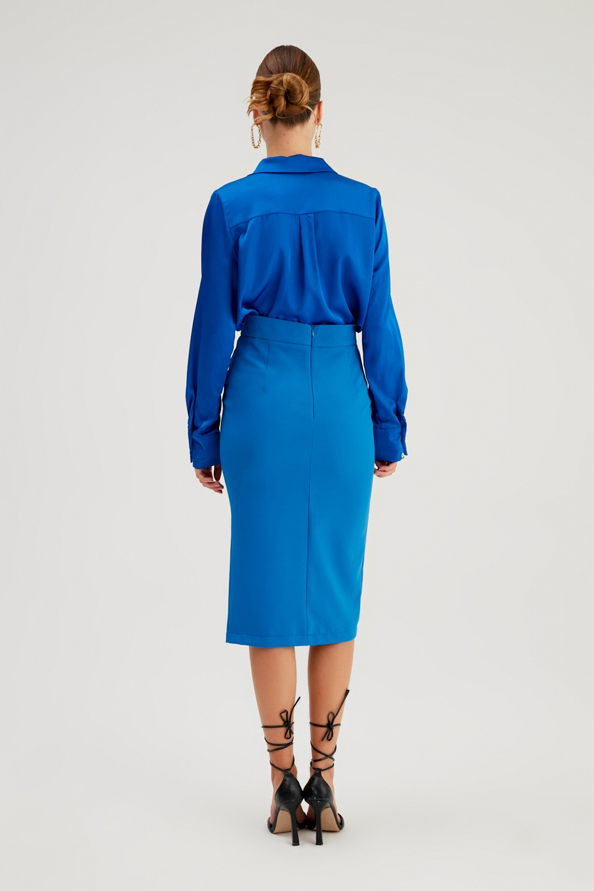 Zincir Detaylı Kalem Etek - SAX MAVİ