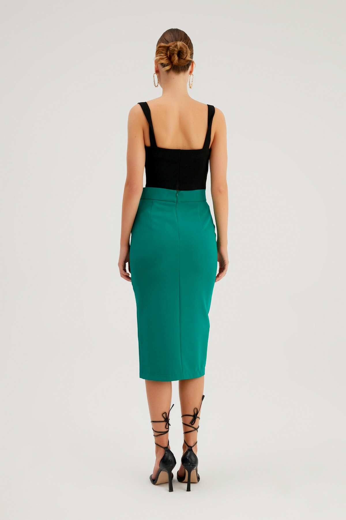 Zincir Detaylı Kalem Etek - ZÜMRÜT