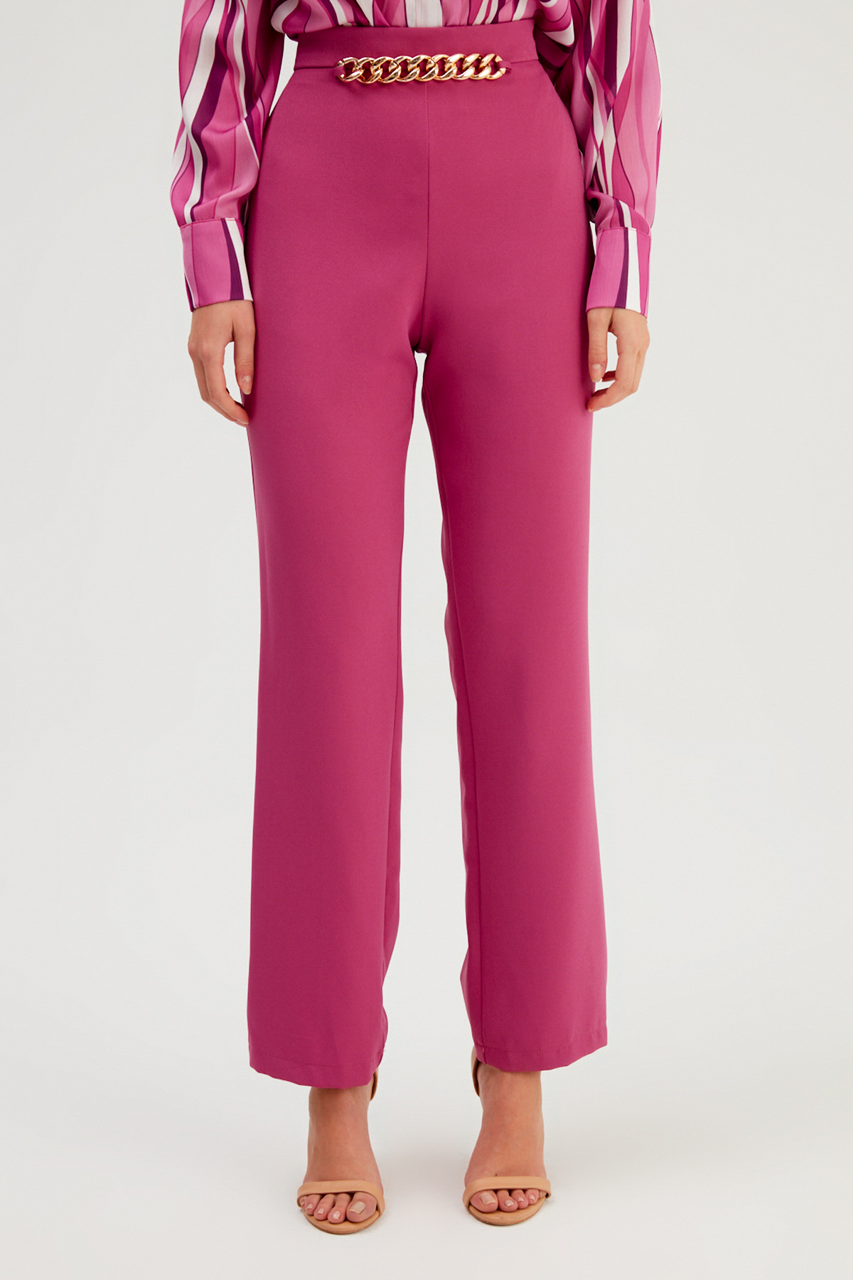 Chain Detailed Trousers - FuchsIa