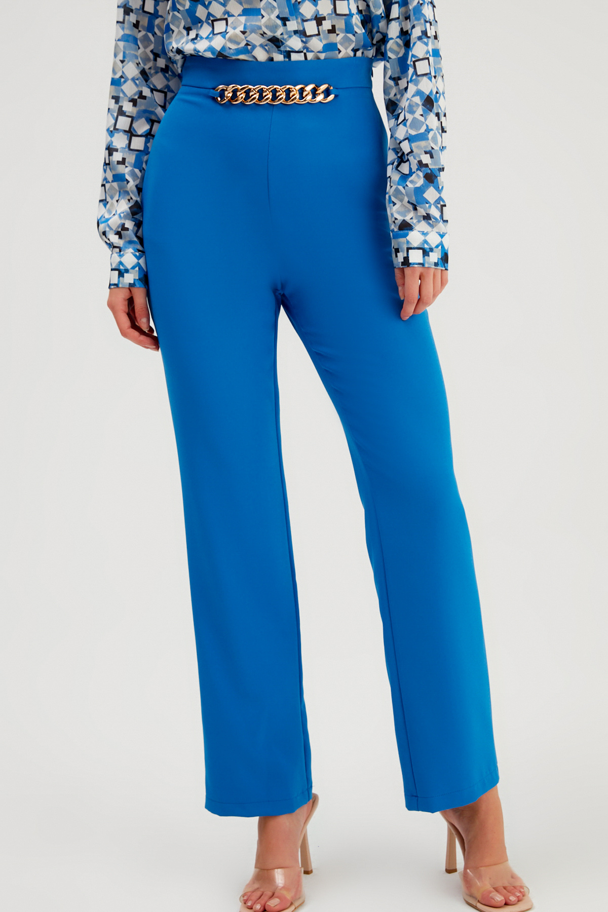 Chain Detailed Trousers - SAX BLUE
