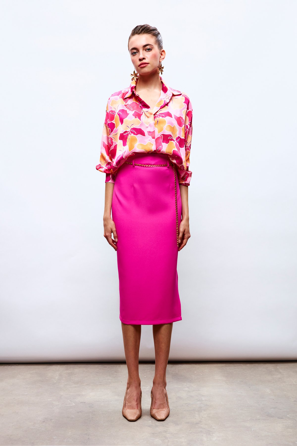 Zincir Kemerli Kalem Etek - FUŞYA