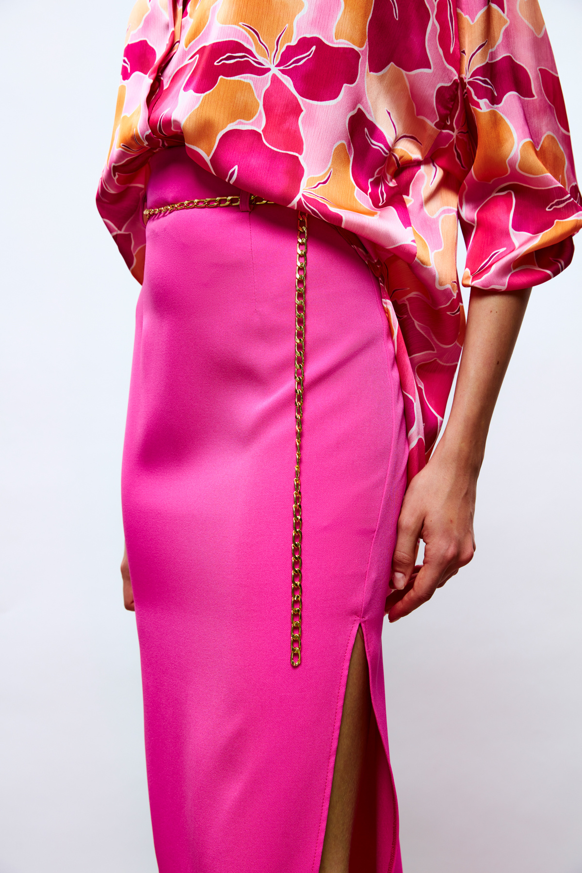 Zincir Kemerli Kalem Etek - FUŞYA