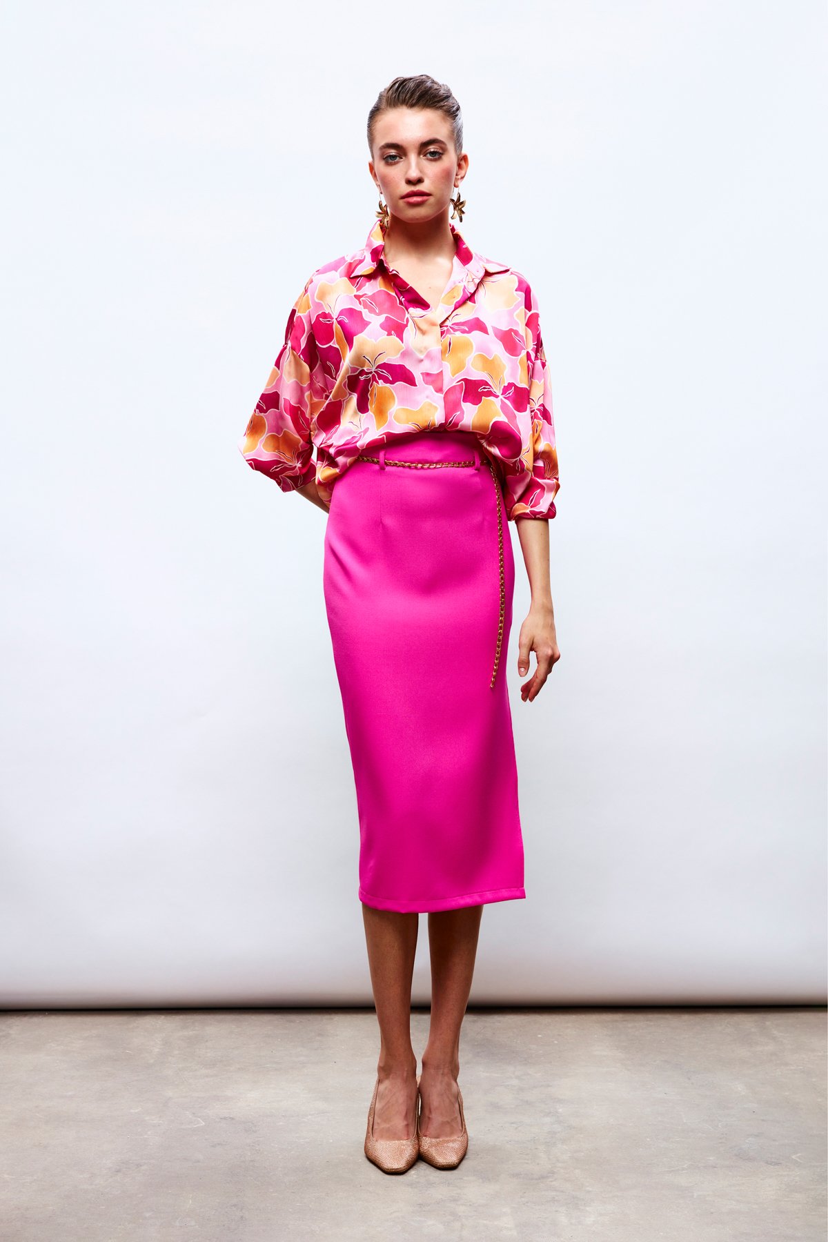 Zincir Kemerli Kalem Etek - FUŞYA