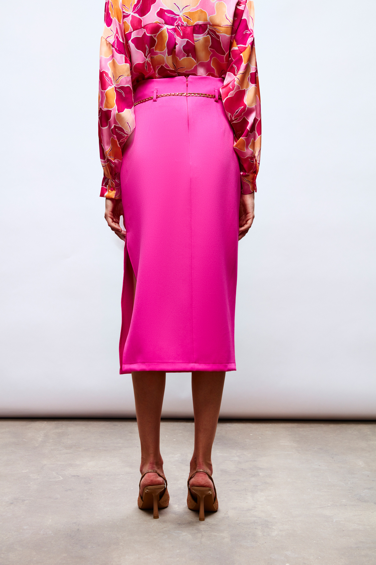 Zincir Kemerli Kalem Etek - FUŞYA