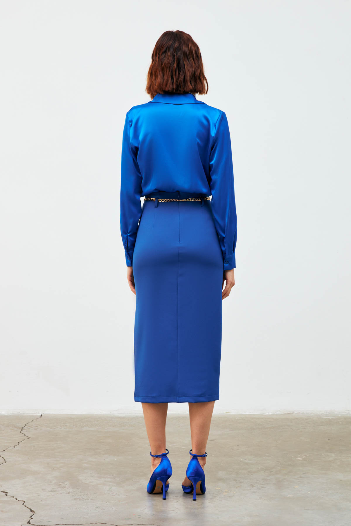 Zincir kemerli kalem etek - İNDİGO