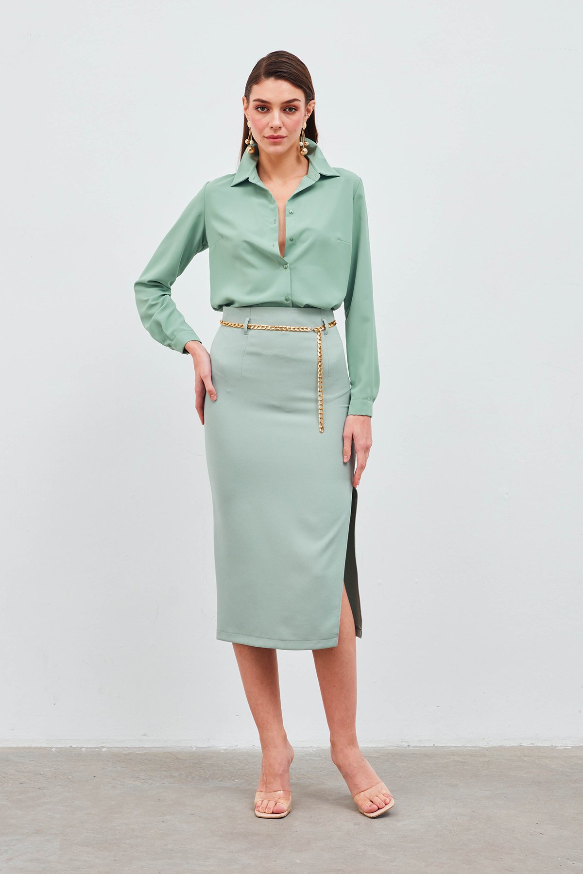 Zincir kemerli kalem etek - MİNT