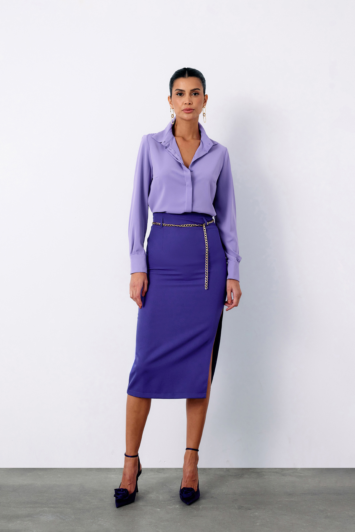 Zincir kemerli kalem etek - MOR