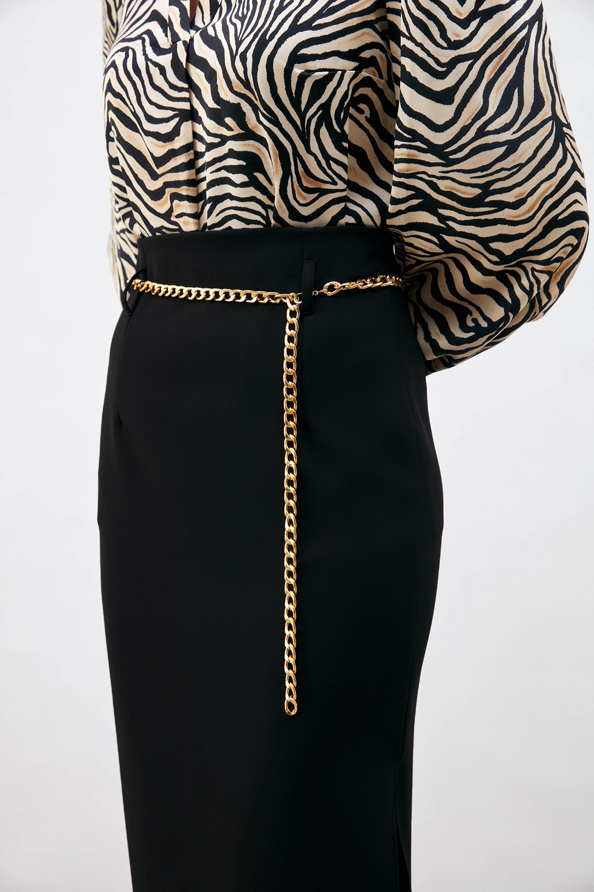 Zincir kemerli kalem etek - SİYAH