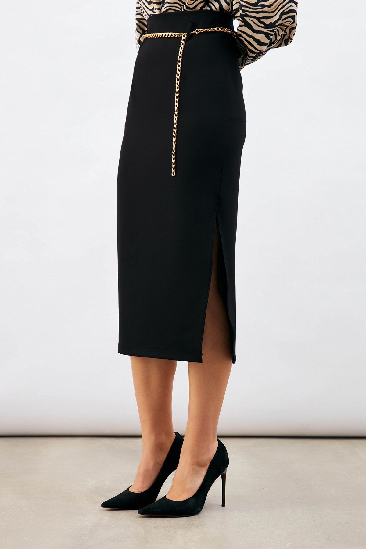 Zincir kemerli kalem etek - SİYAH