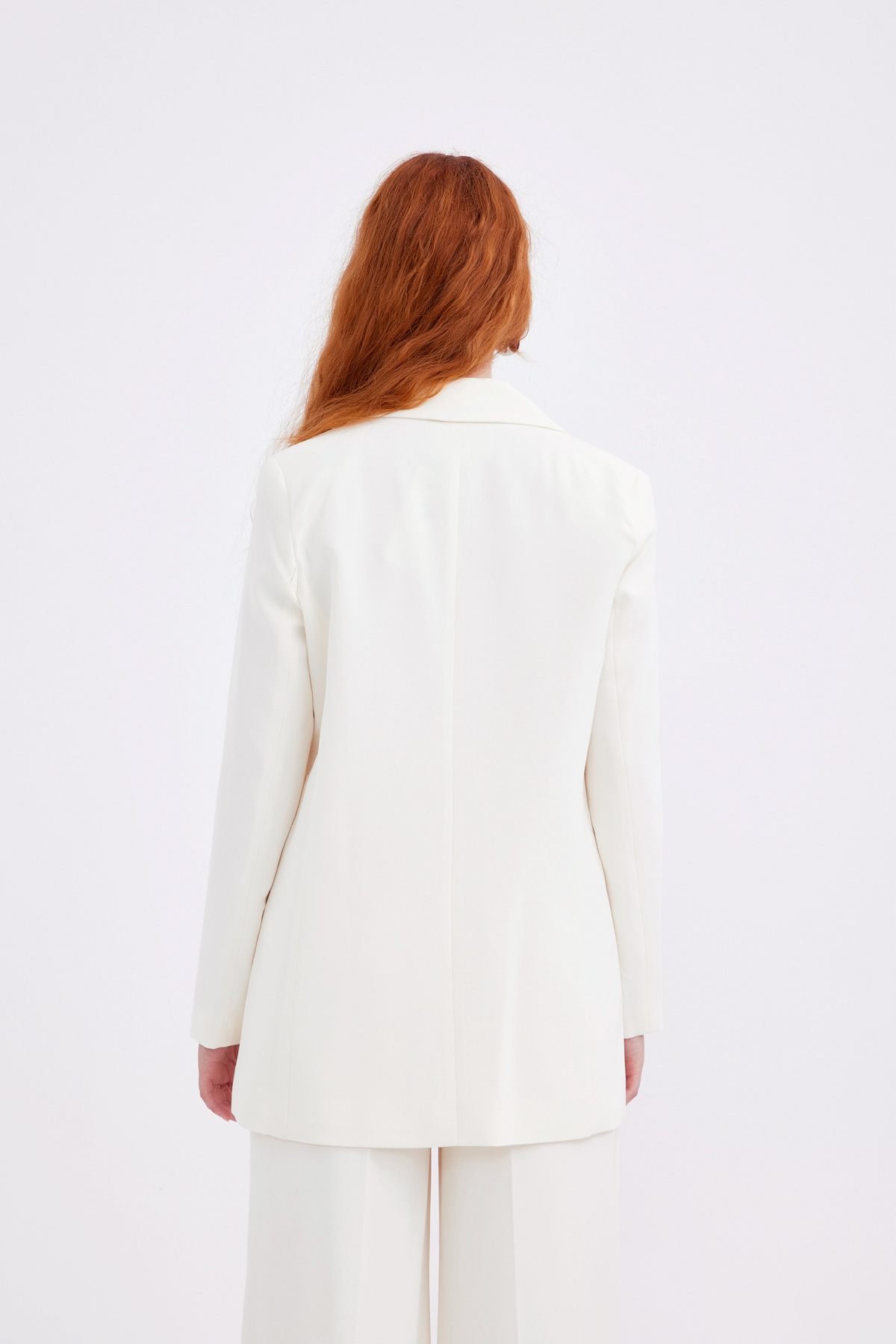 Zircon stone button shabby jacket - ECRU