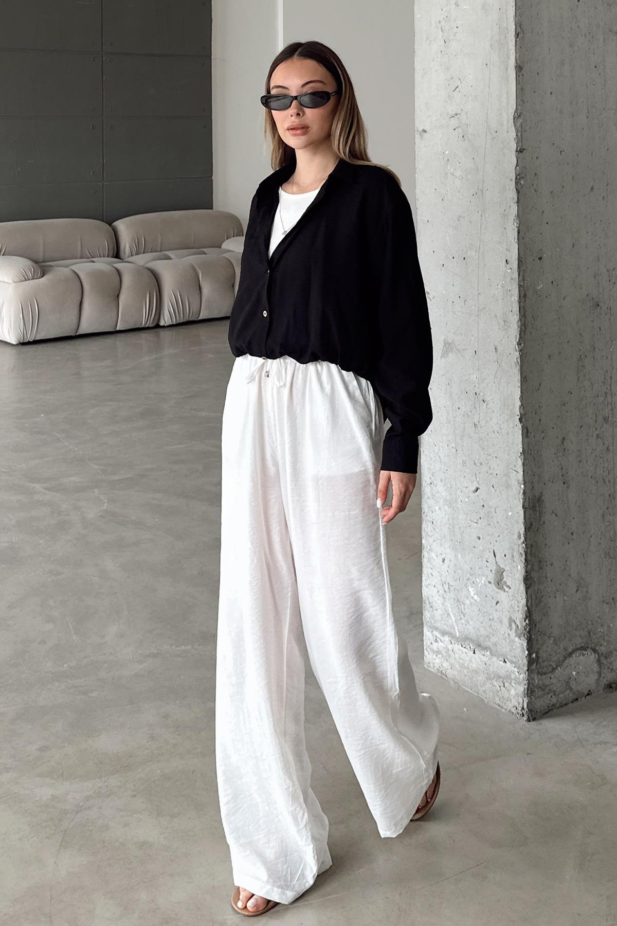 Atlet ve Kolye Aksesuarlı Chrush Kısa Gömlek SİYAH 9353