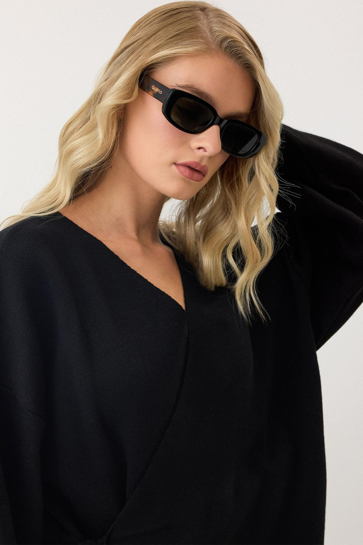 Lace-Up Kimono Trouser Knitwear Set BLACK 9364-TK