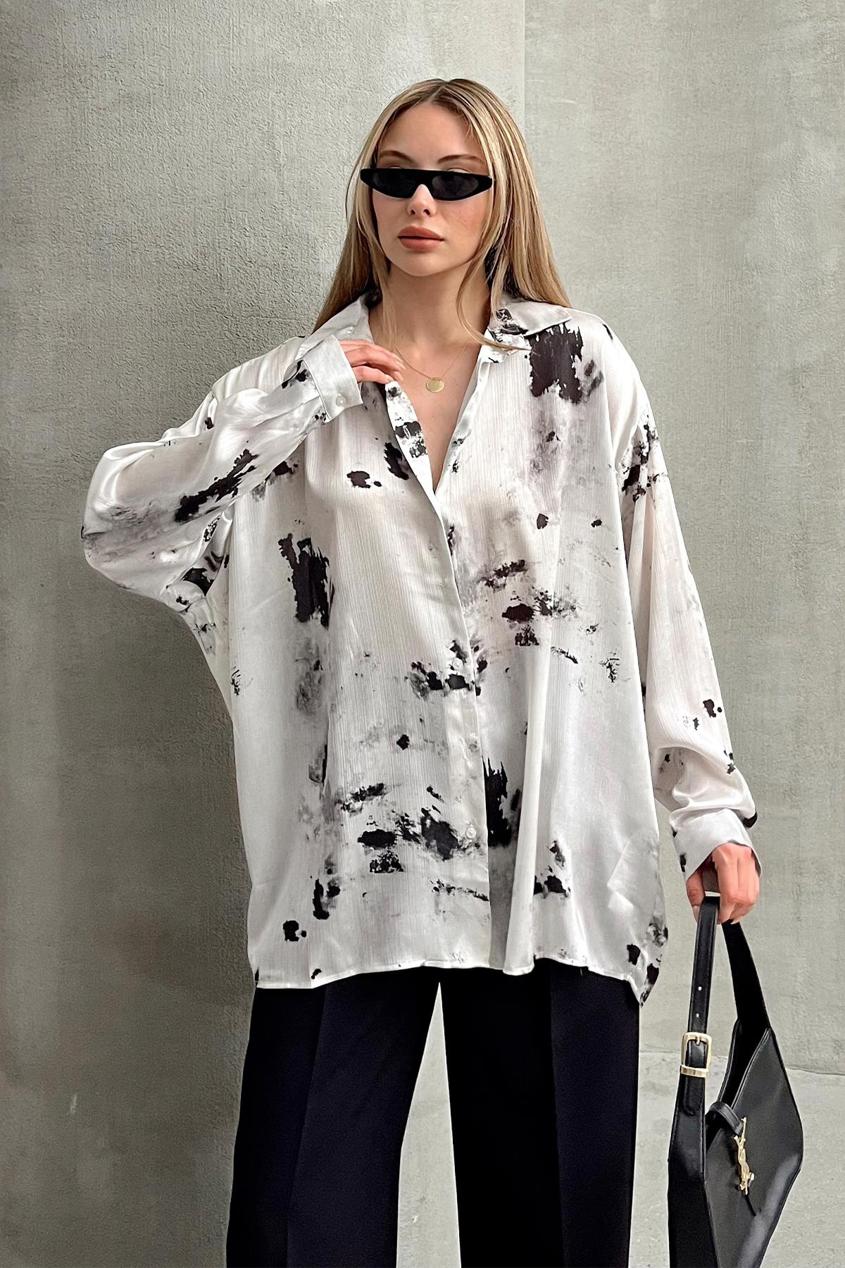 Batik Desenli Salaş Gömlek TAŞ 9319