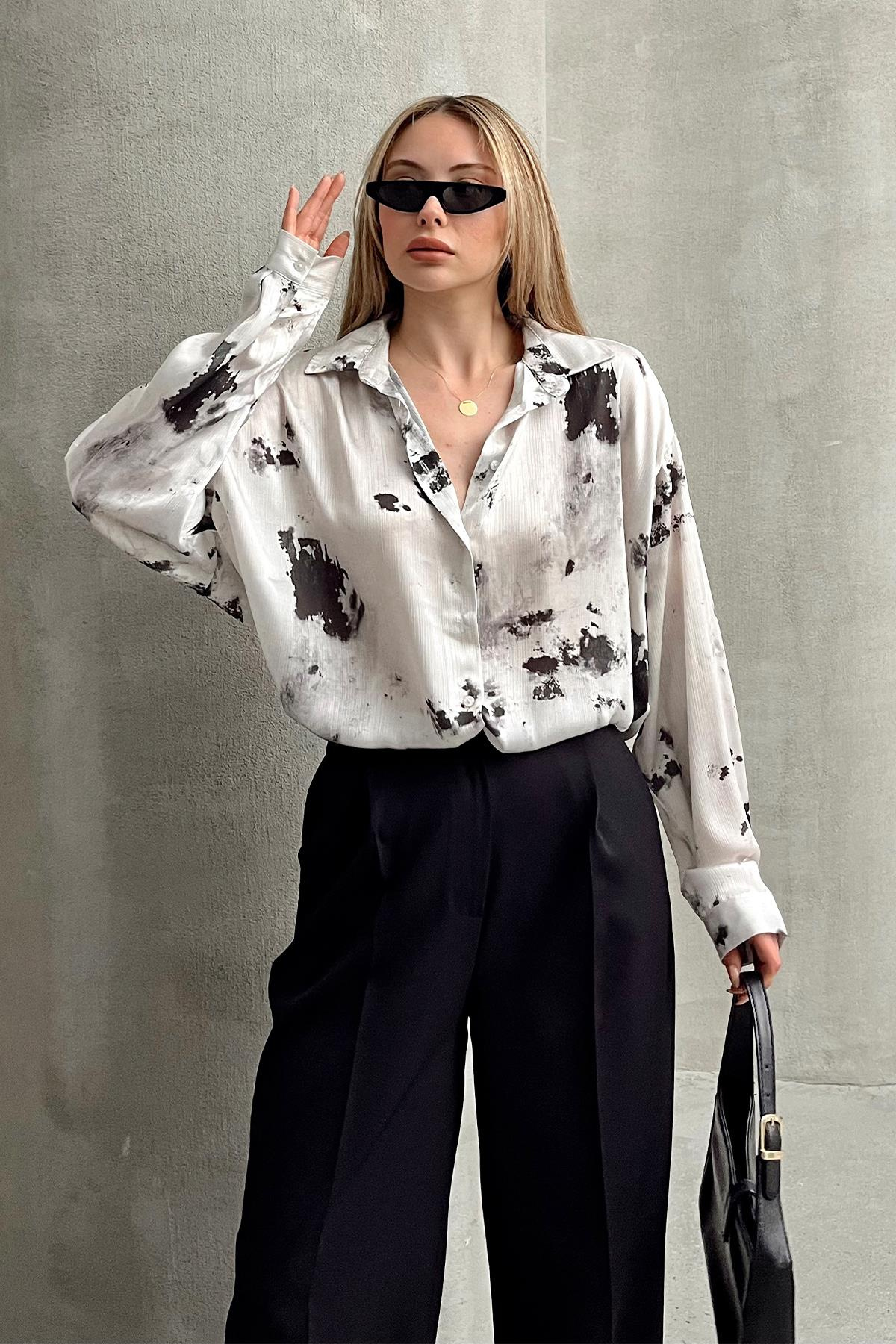 Batik Desenli Salaş Gömlek TAŞ 9319