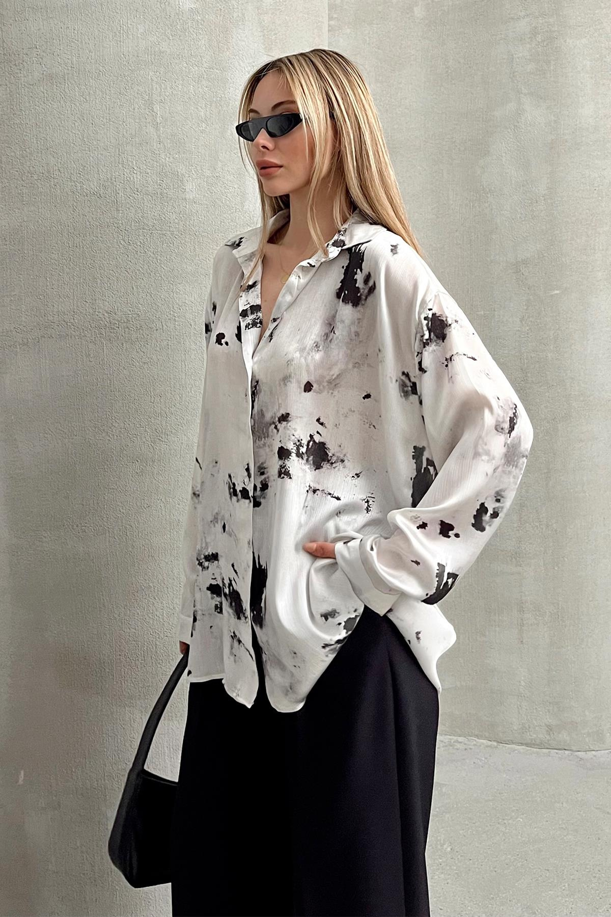 Batik Desenli Salaş Gömlek TAŞ 9319