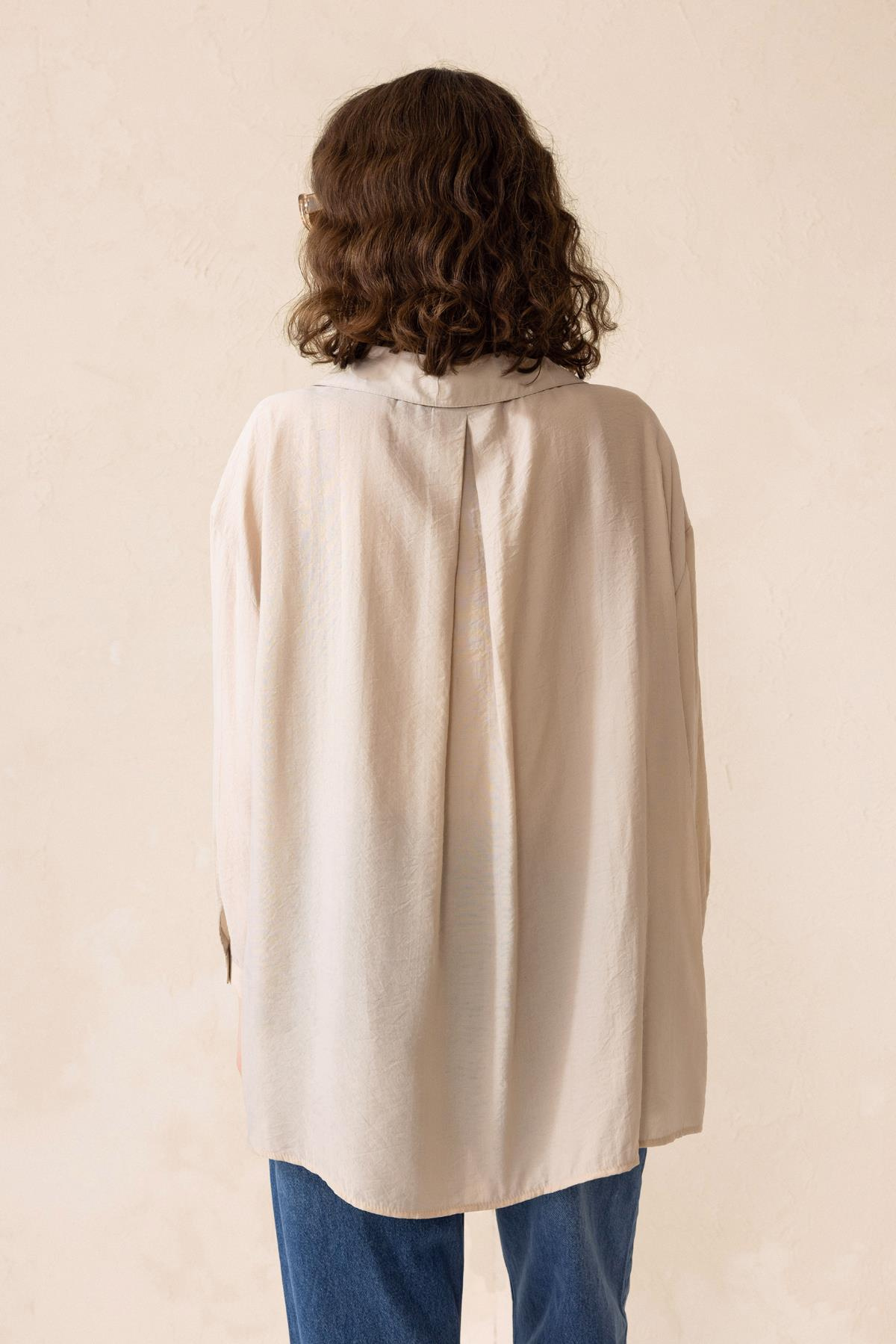 Oversized Shirt with Pocket Detail STONE 9312