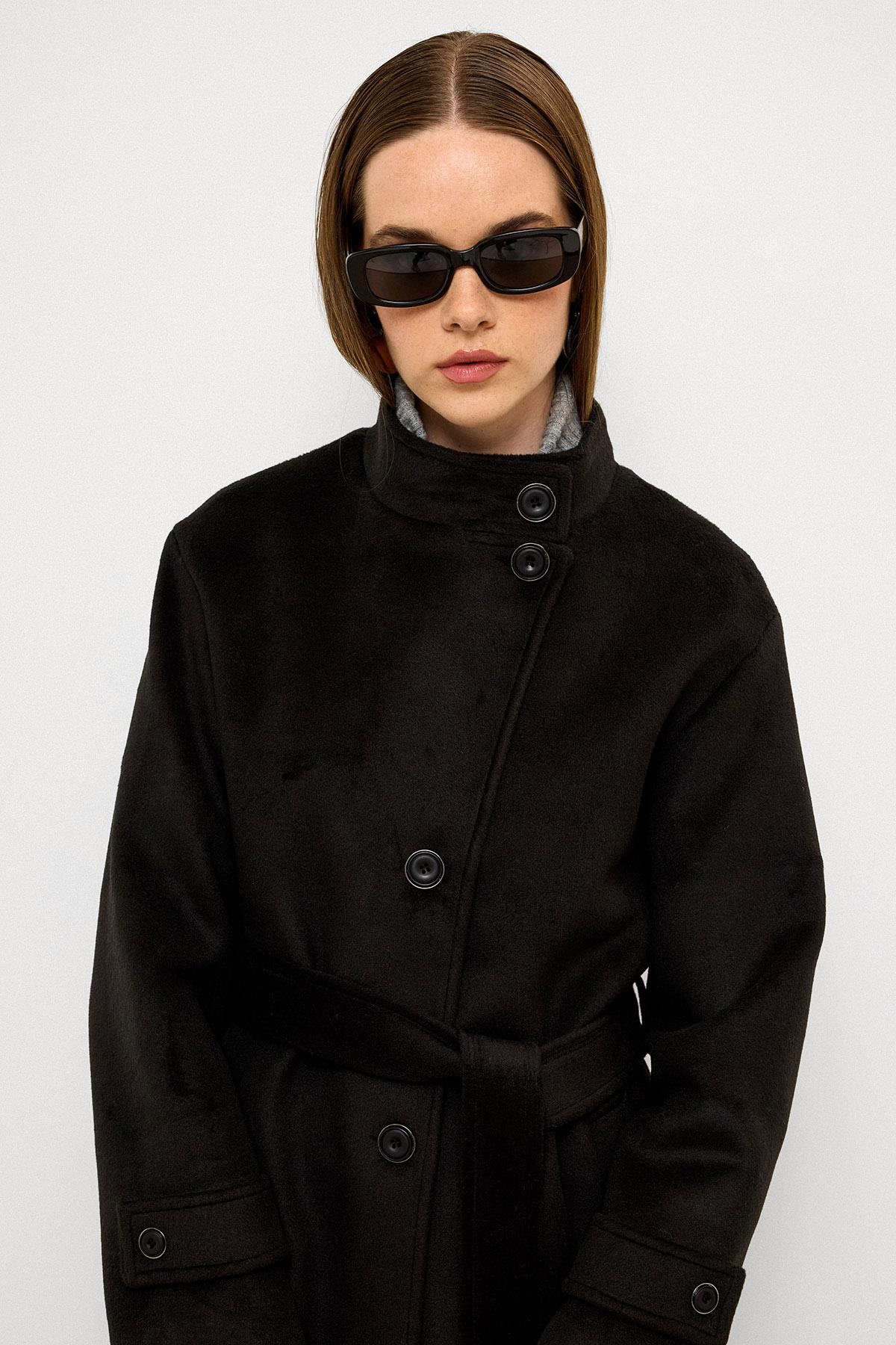 Stand Collar Oversize Long Coat BLACK 3124