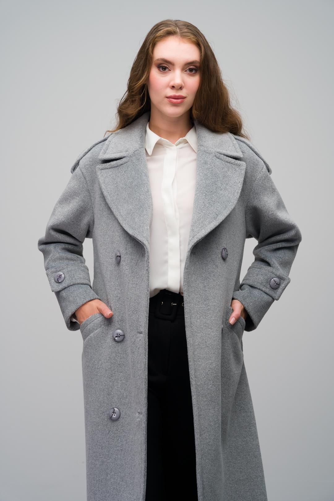 Low Sleeve Epaulette Detailed Double Breasted Oversize Coat A.GRI 3062