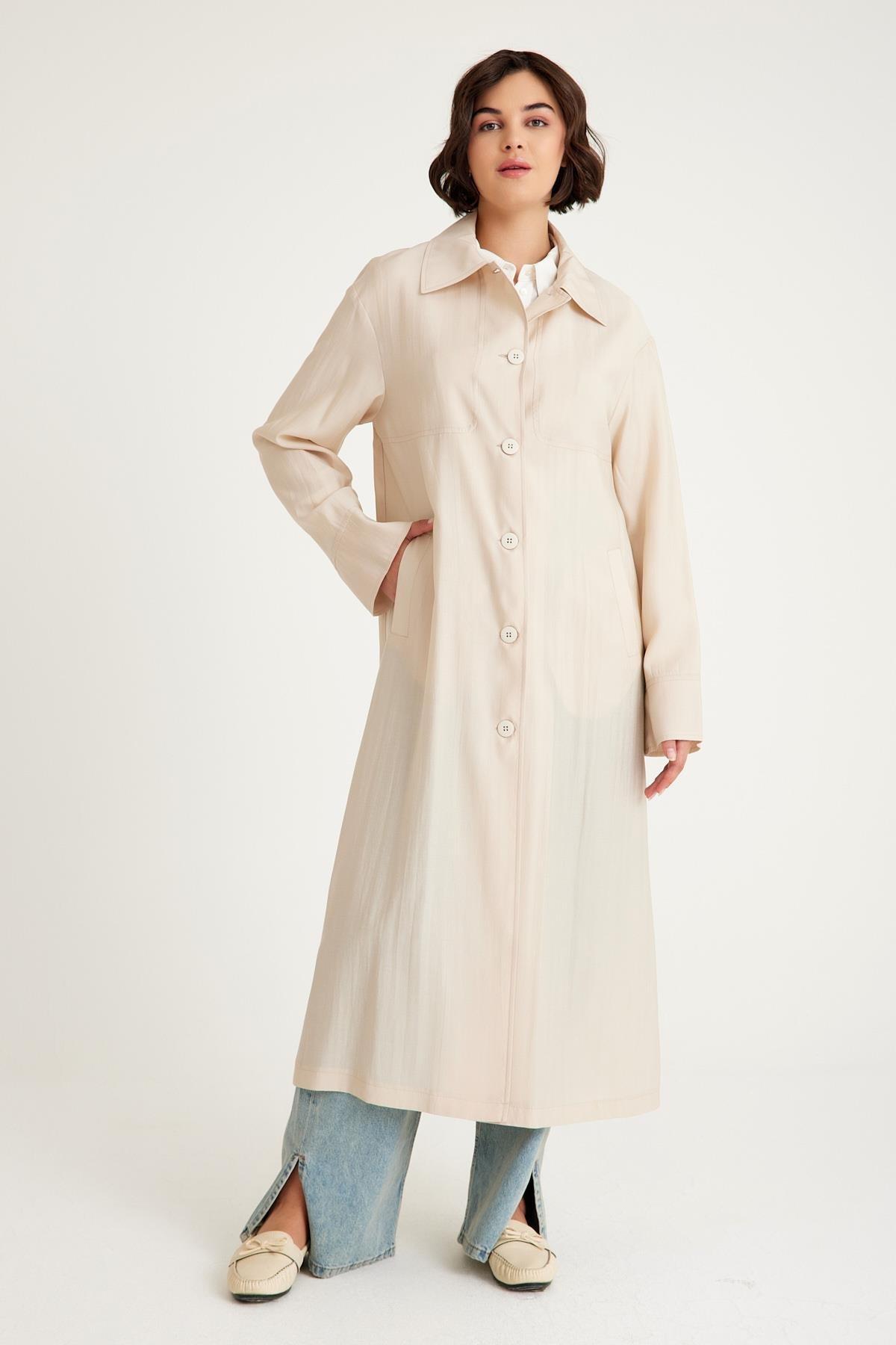 Düşük Kol Astarsız Hafif Büyük Beden Kap TAŞ 6605