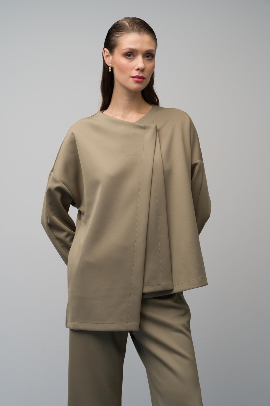 بدلة غوص من قطعتين، سترة وبنطلون بأكمام منخفضة أخضر 9262-TK