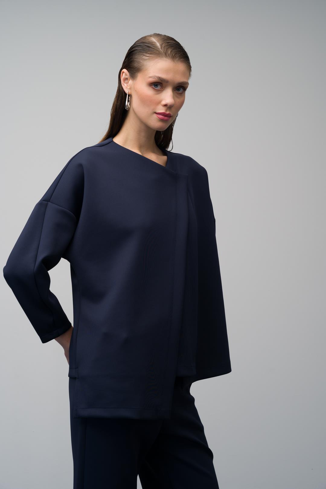 بدلة غوص من قطعتين، سترة وبنطلون بأكمام منخفضة الأزرق الداكن 9262-TK