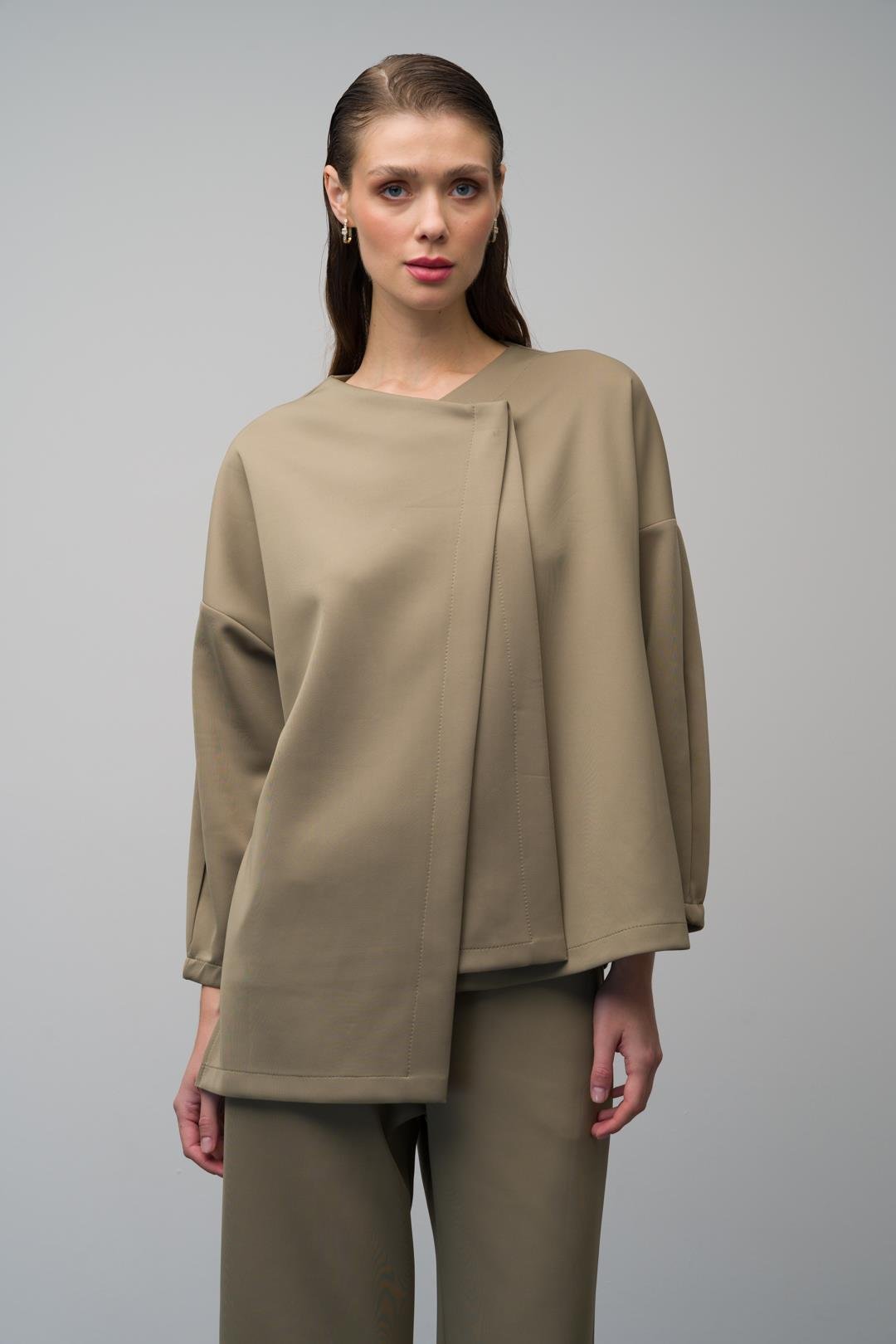 بدلة غوص من قطعتين، سترة وبنطلون بأكمام منخفضة أخضر 9262-TK