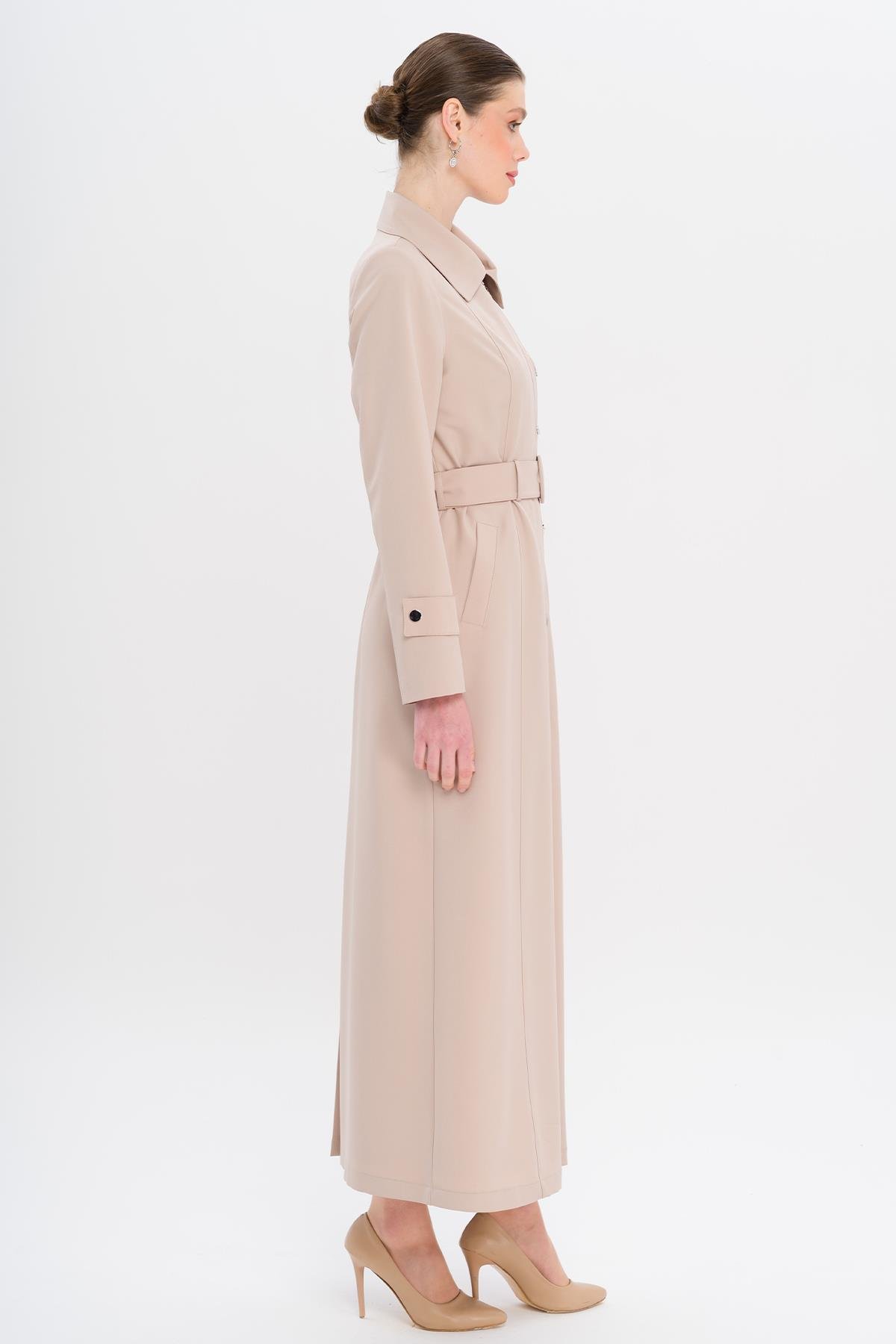 معطف مبطن بياقة قميص وسحاب وكبس للإغلاق يفعل 6727